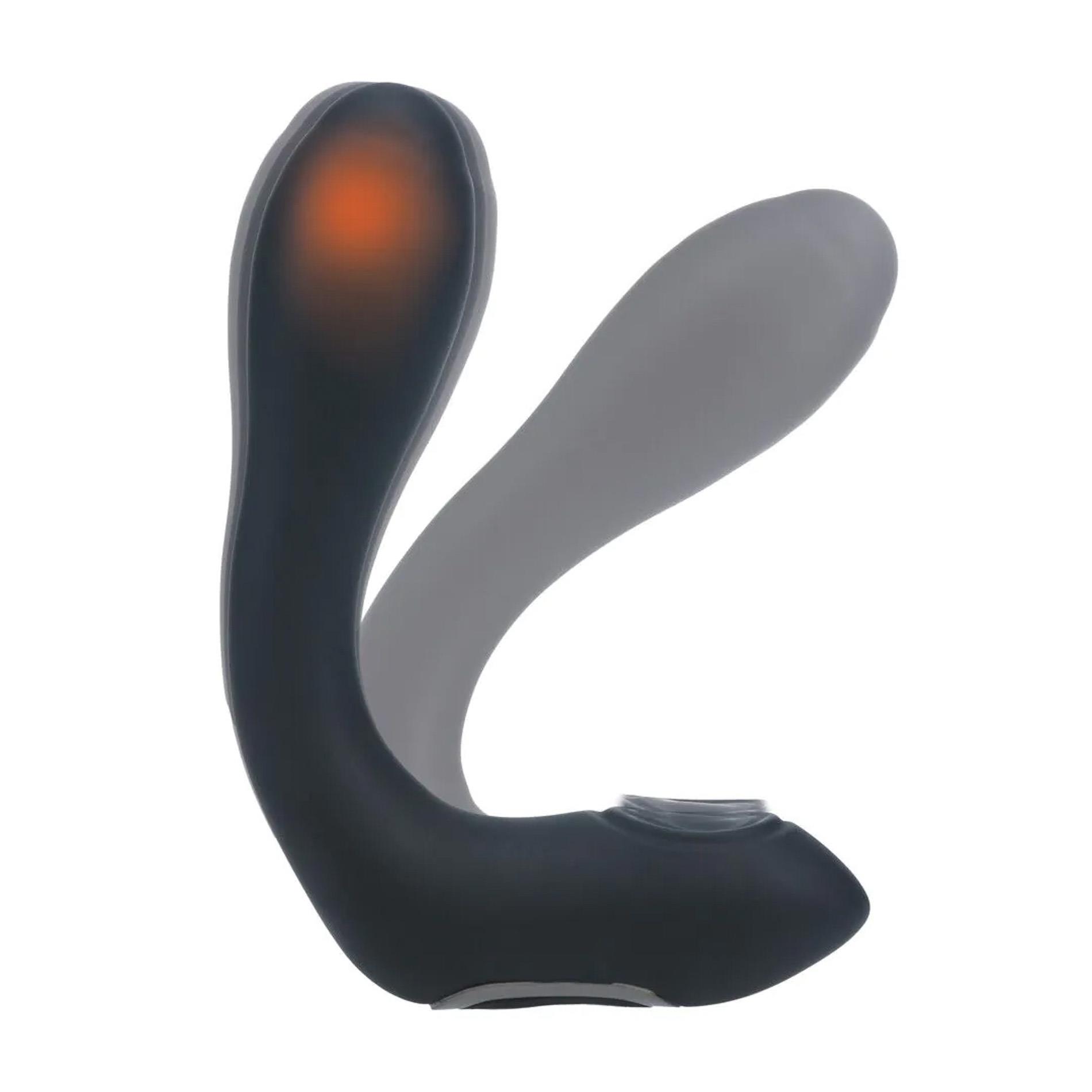 Vibrating Heating Bendable Tapping Silicone Prostate Stimulator - Black