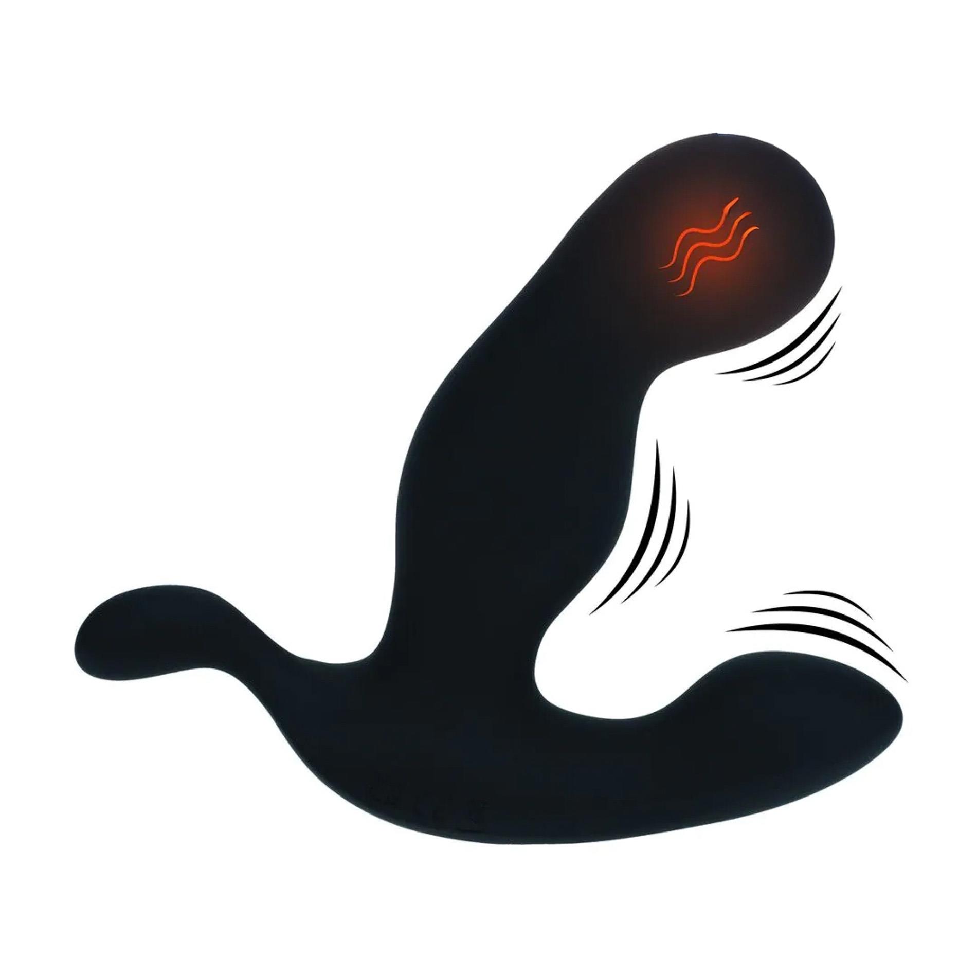 Heating And Vibrating Silicone Prostate Stimulator - Black
