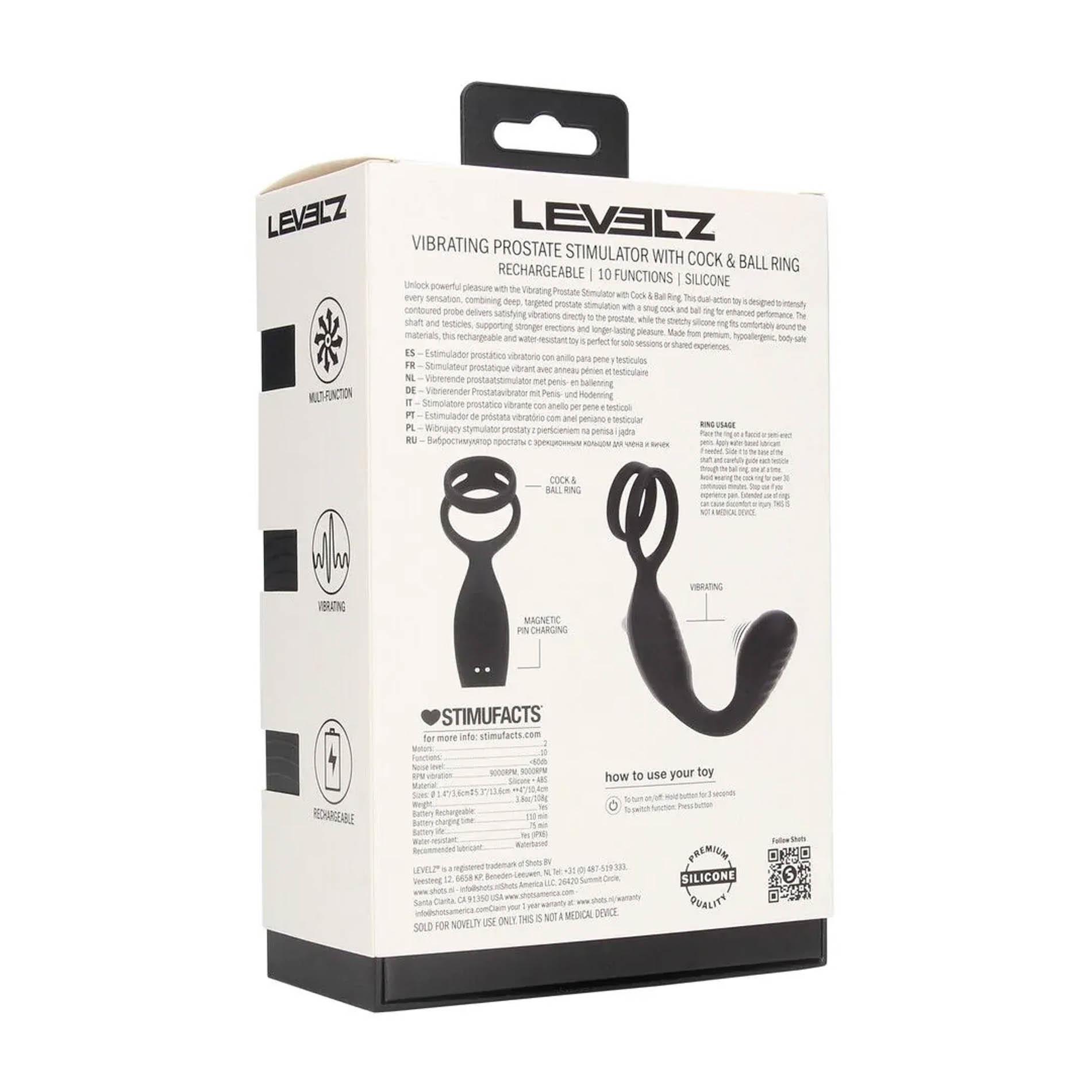 Vibrating Silicone Prostate Stimulator With Cock And Ball Ring - Black