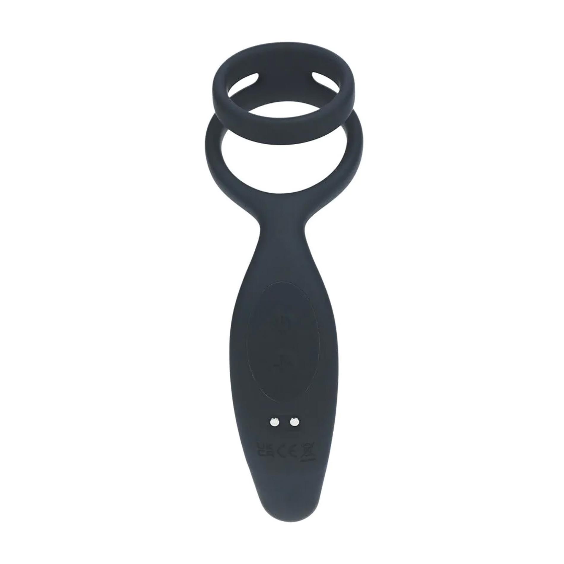 Vibrating Silicone Prostate Stimulator With Cock And Ball Ring - Black