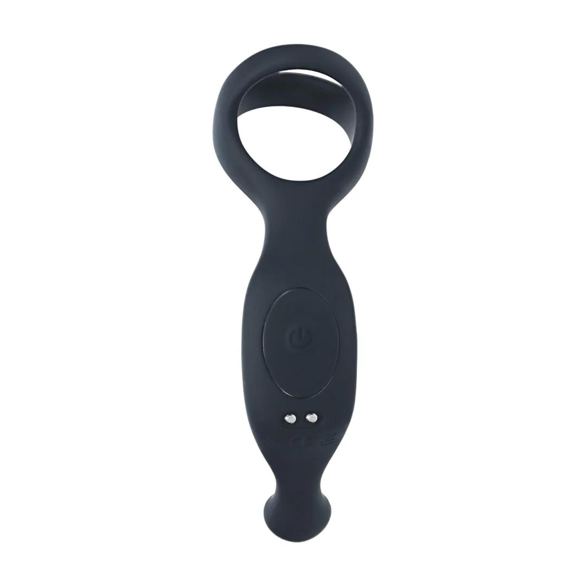 Vibrating Silicone Prostate Stimulator With Tri O Cockring - Black