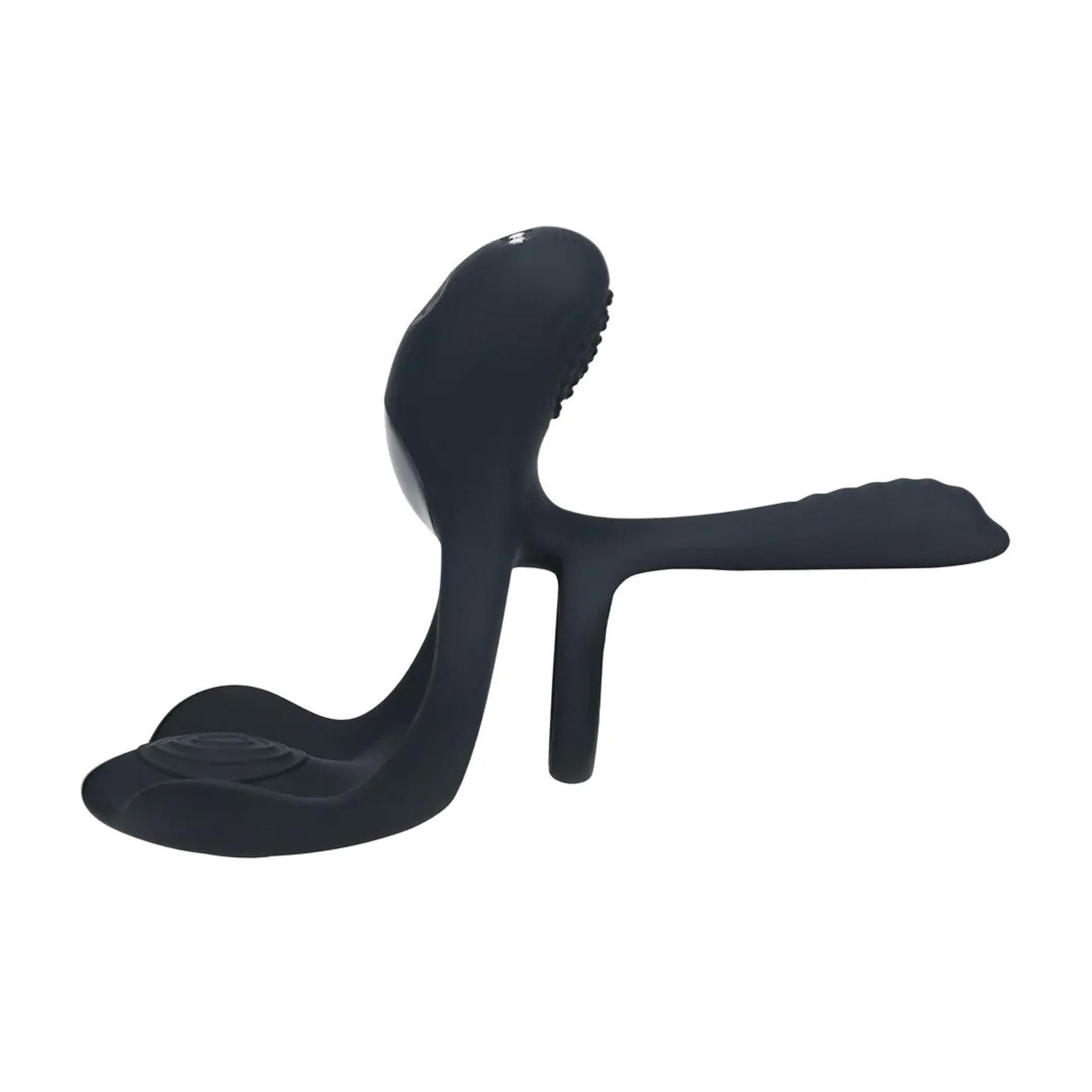 Triple Motor Vibrating Silicone Cockring - Black
