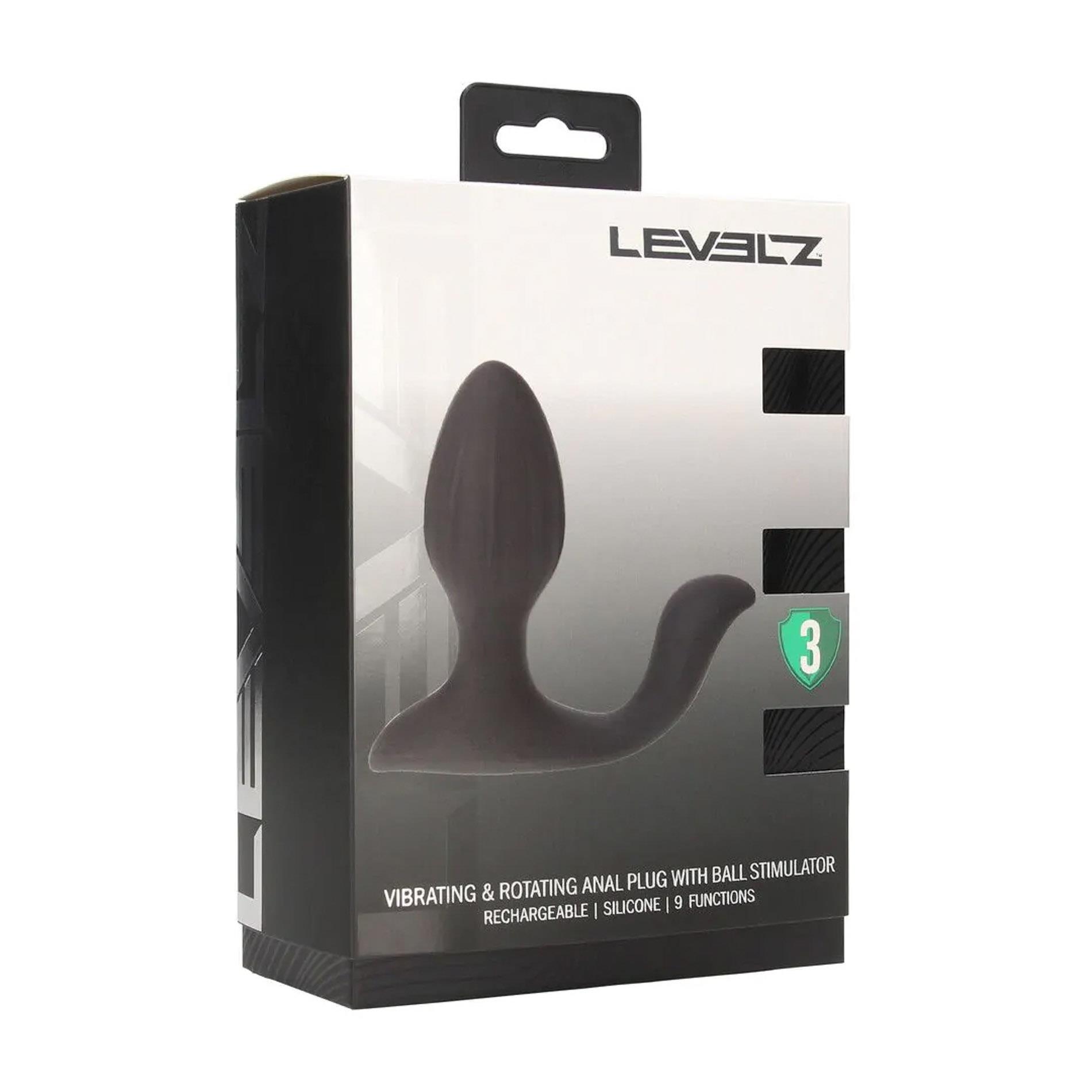 Vibrating And Rotating Silicone Anal Plug With Ball Stimulator - Black