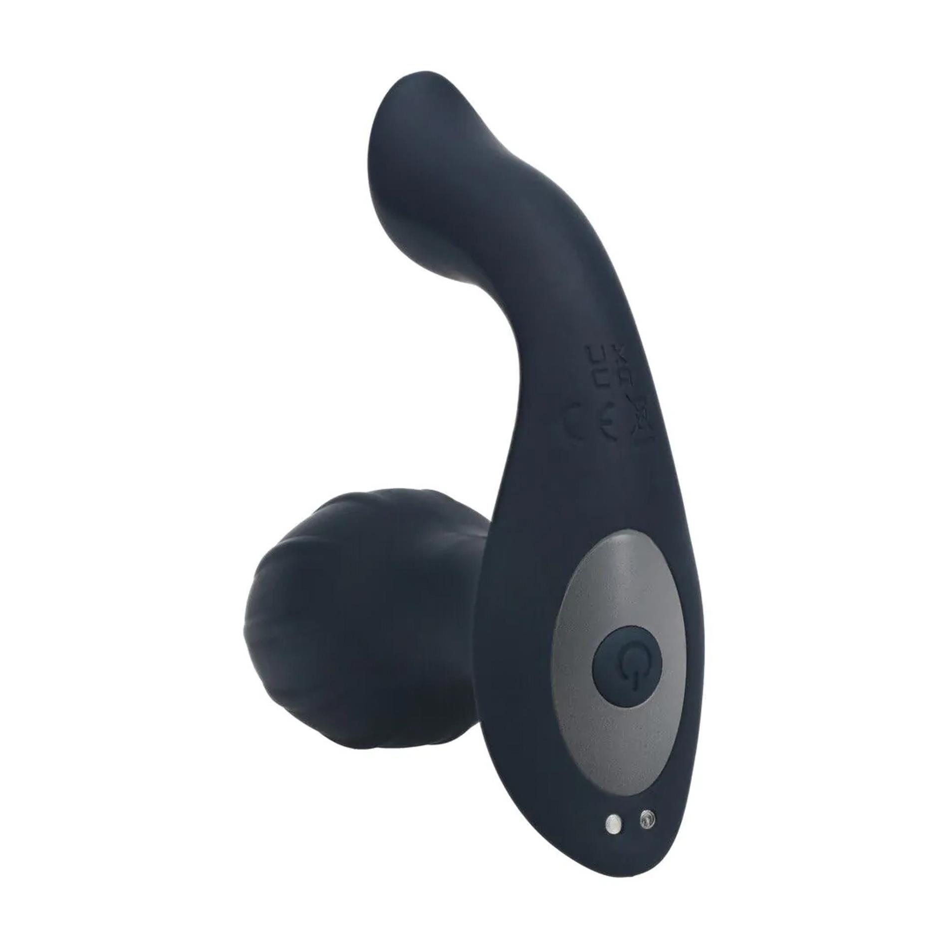 Vibrating And Rotating Silicone Anal Plug With Ball Stimulator - Black