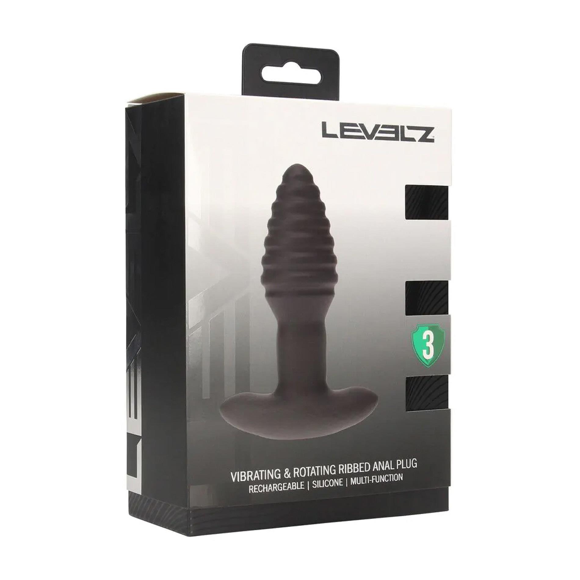 Vibrating And Rotating Ribbed Silicone Anal Plug - Black