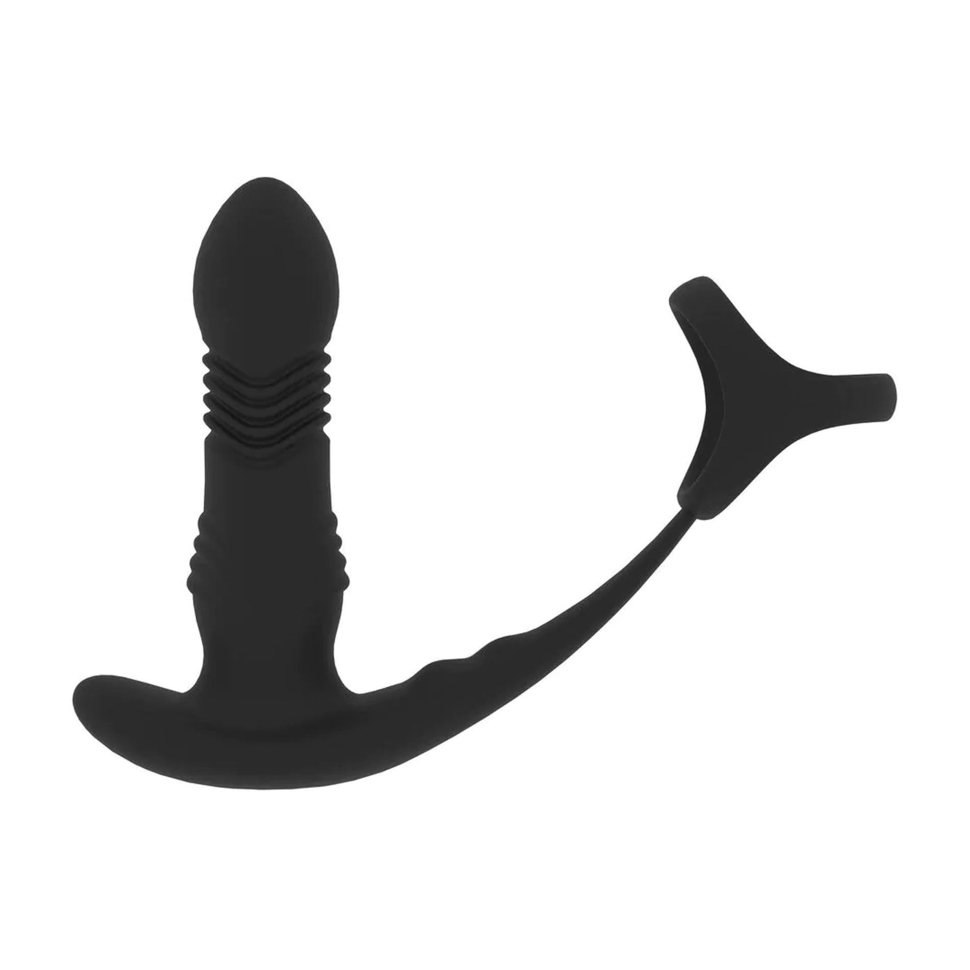 Vibrating And Thrusting Silicone Prostate Massager With Tri O Cockring
