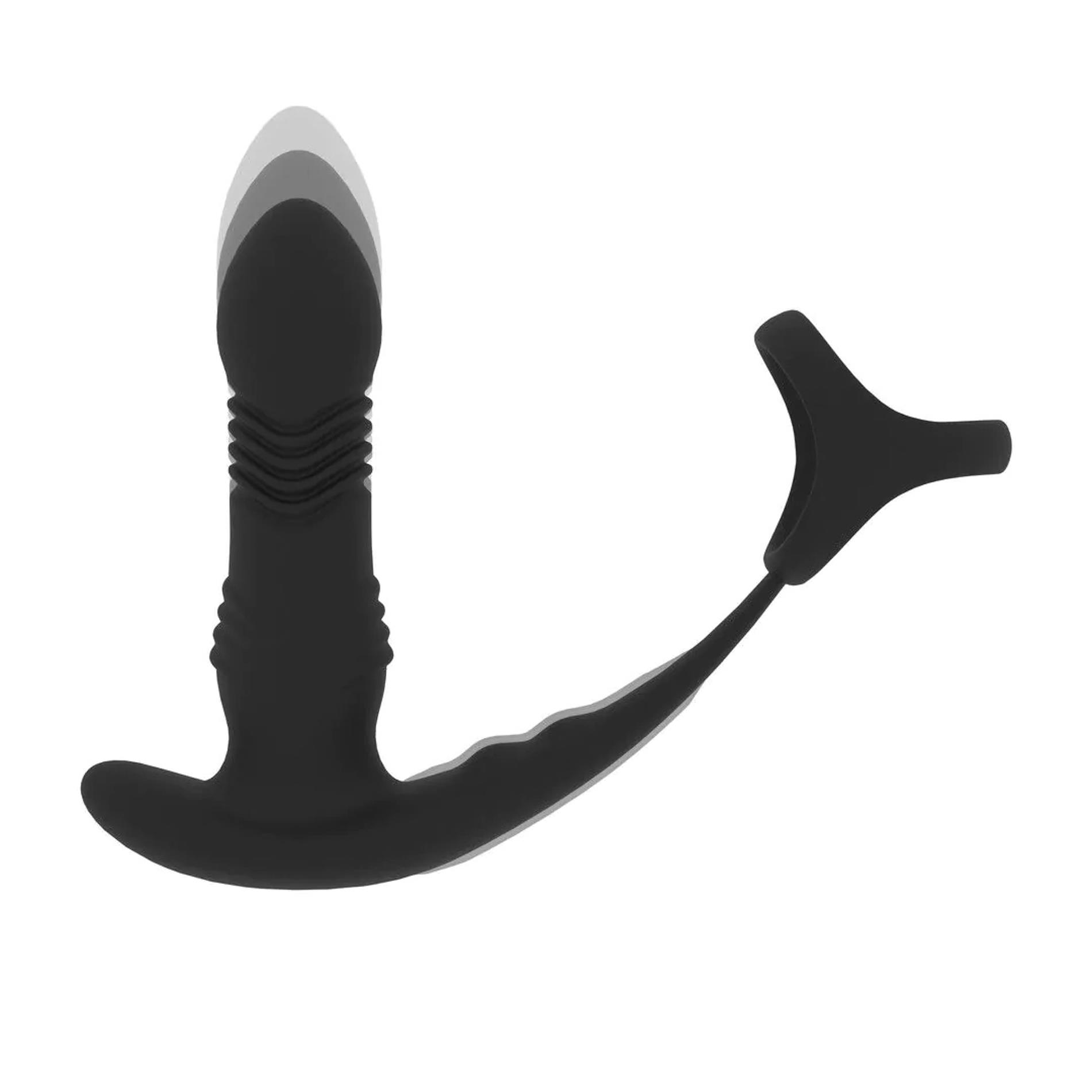 Vibrating And Thrusting Silicone Prostate Massager With Tri O Cockring