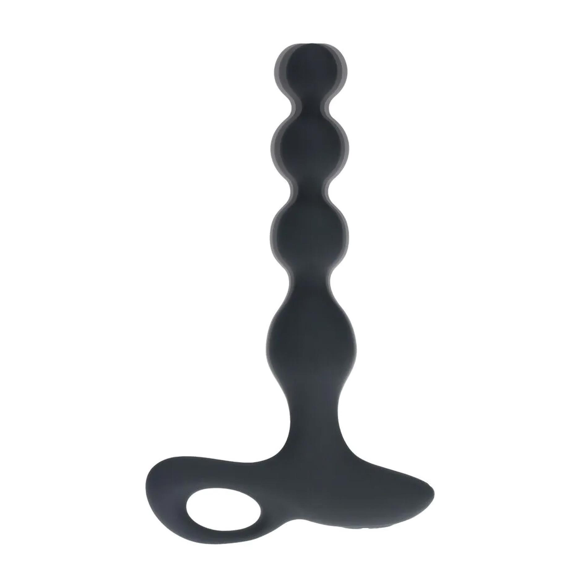 Remote Control Beaded Vibrating Silicone Anal Plug - Black