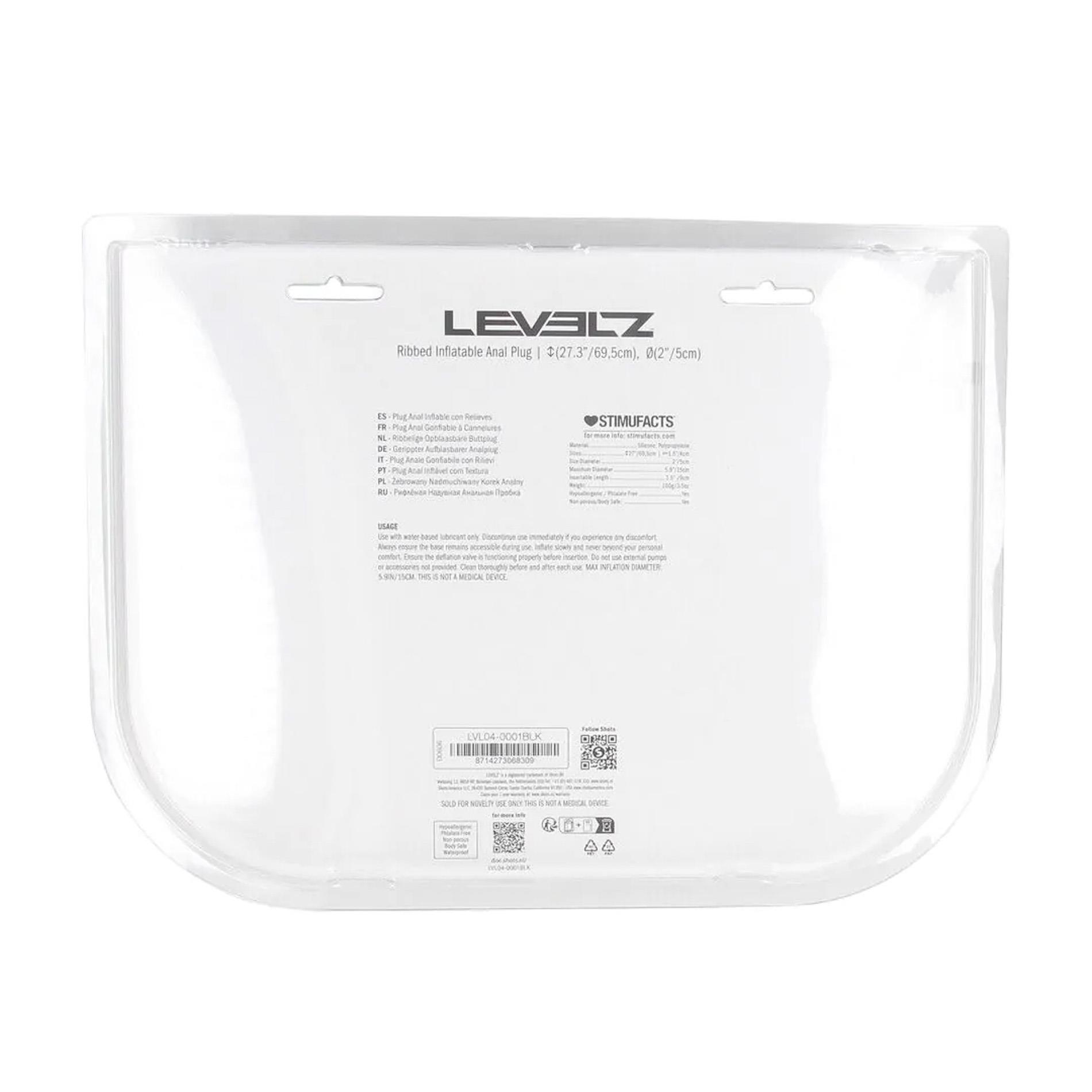 Ribbed Inflatable Silicone Anal Plug - Black