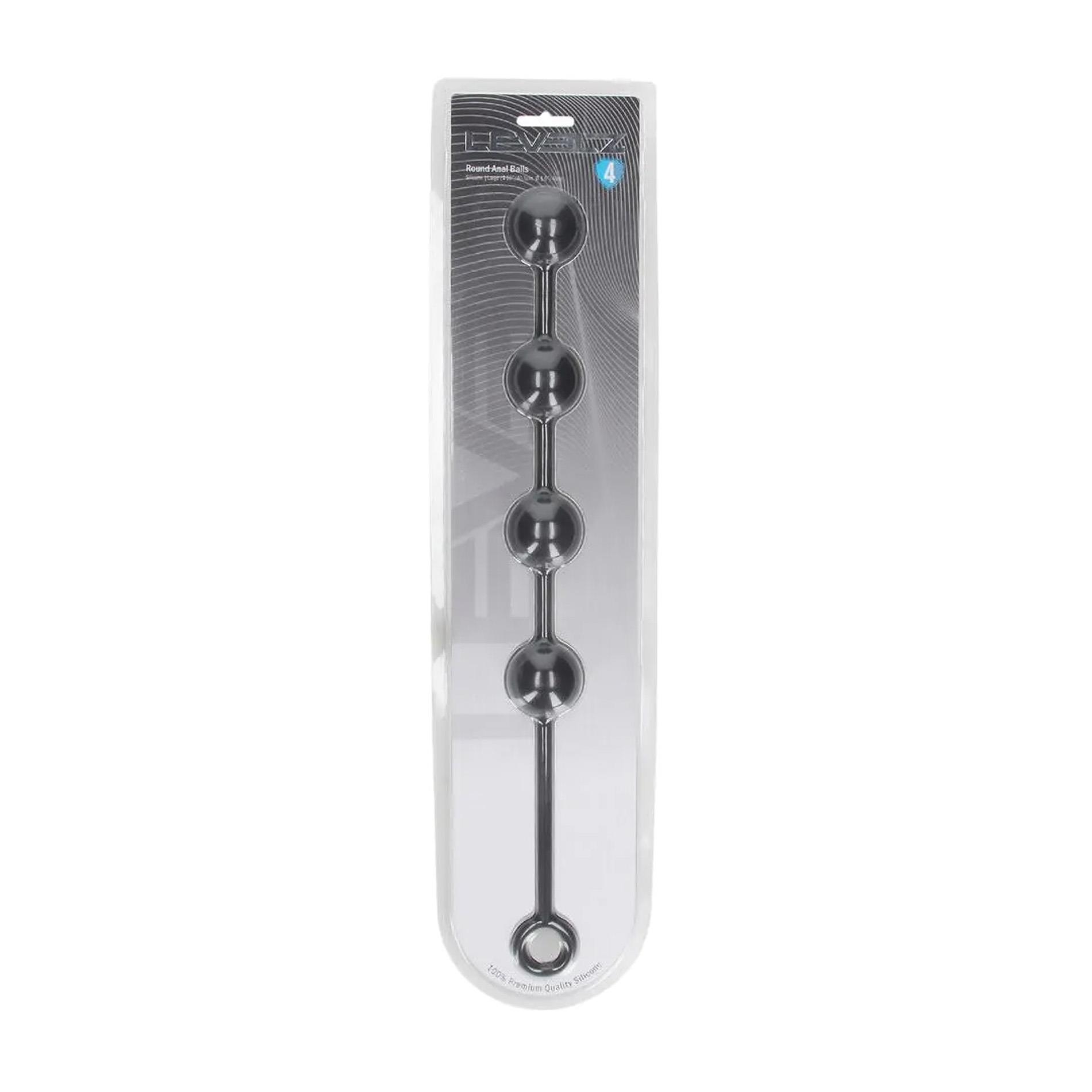 Round Silicone Anal Balls - L - 40Mm - Black