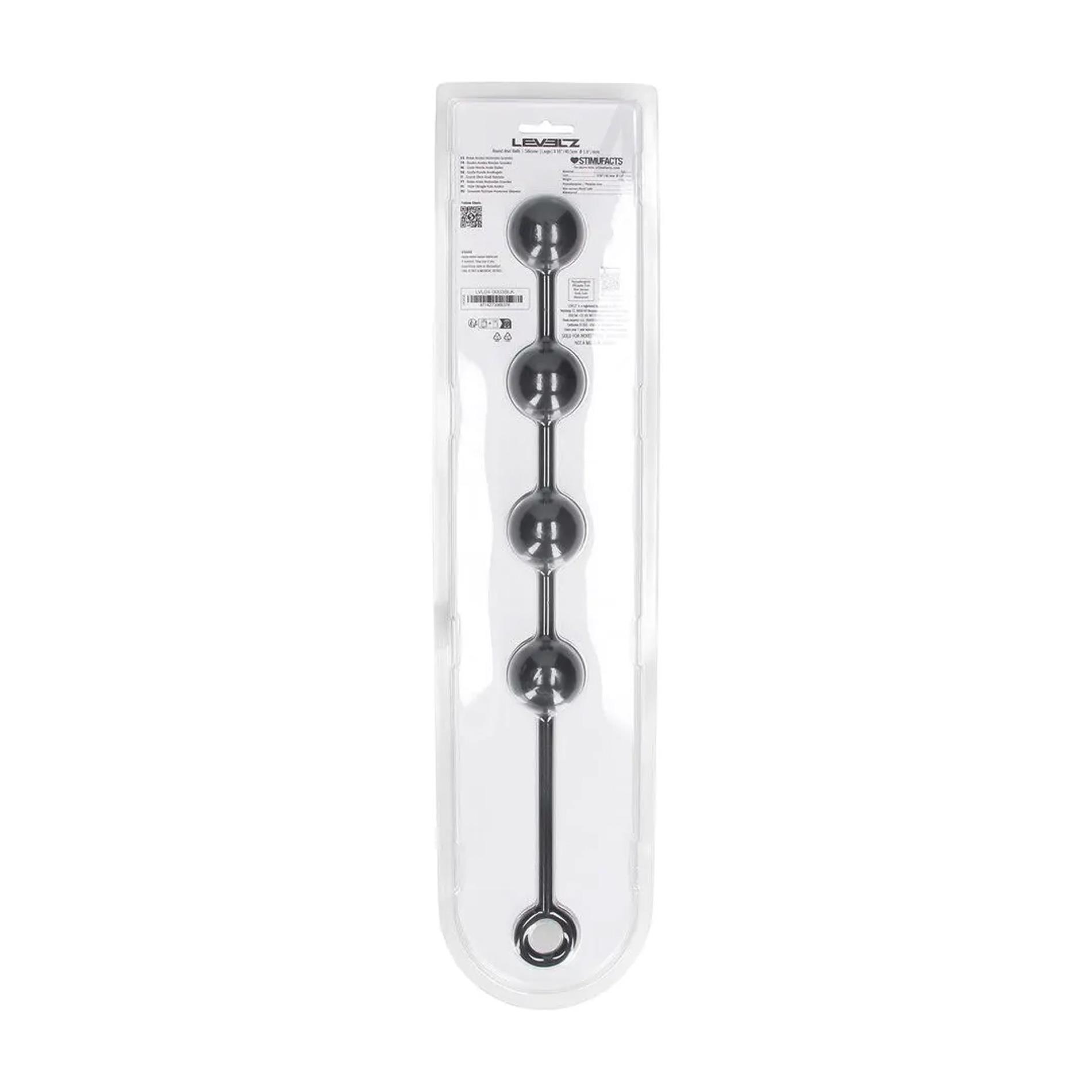 Round Silicone Anal Balls - L - 40Mm - Black