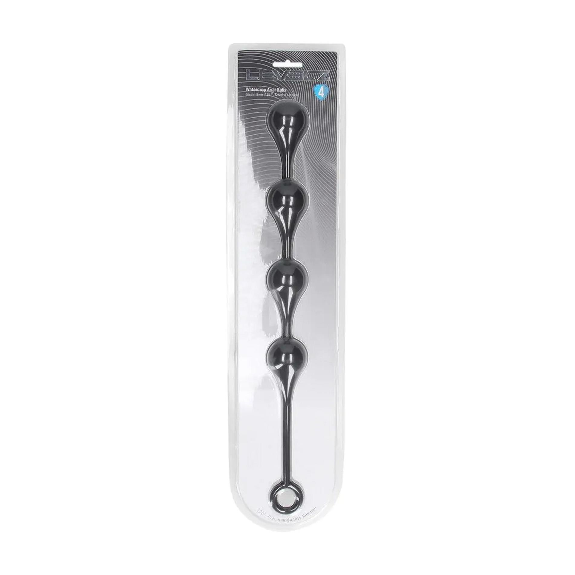 Waterdrop Silicone Anal Balls - L - 40Mm - Black