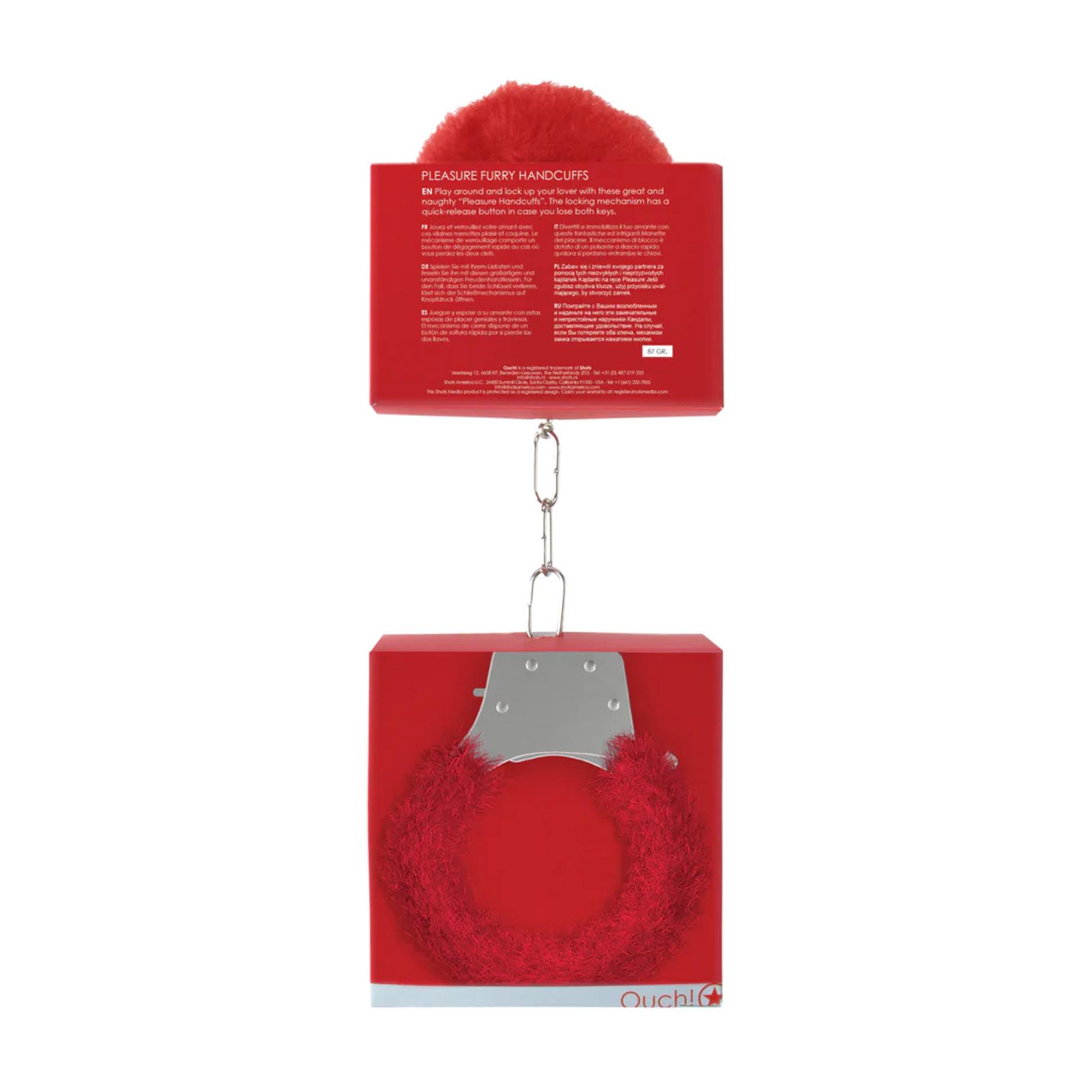 Pleasure Handcuffs Furry Red