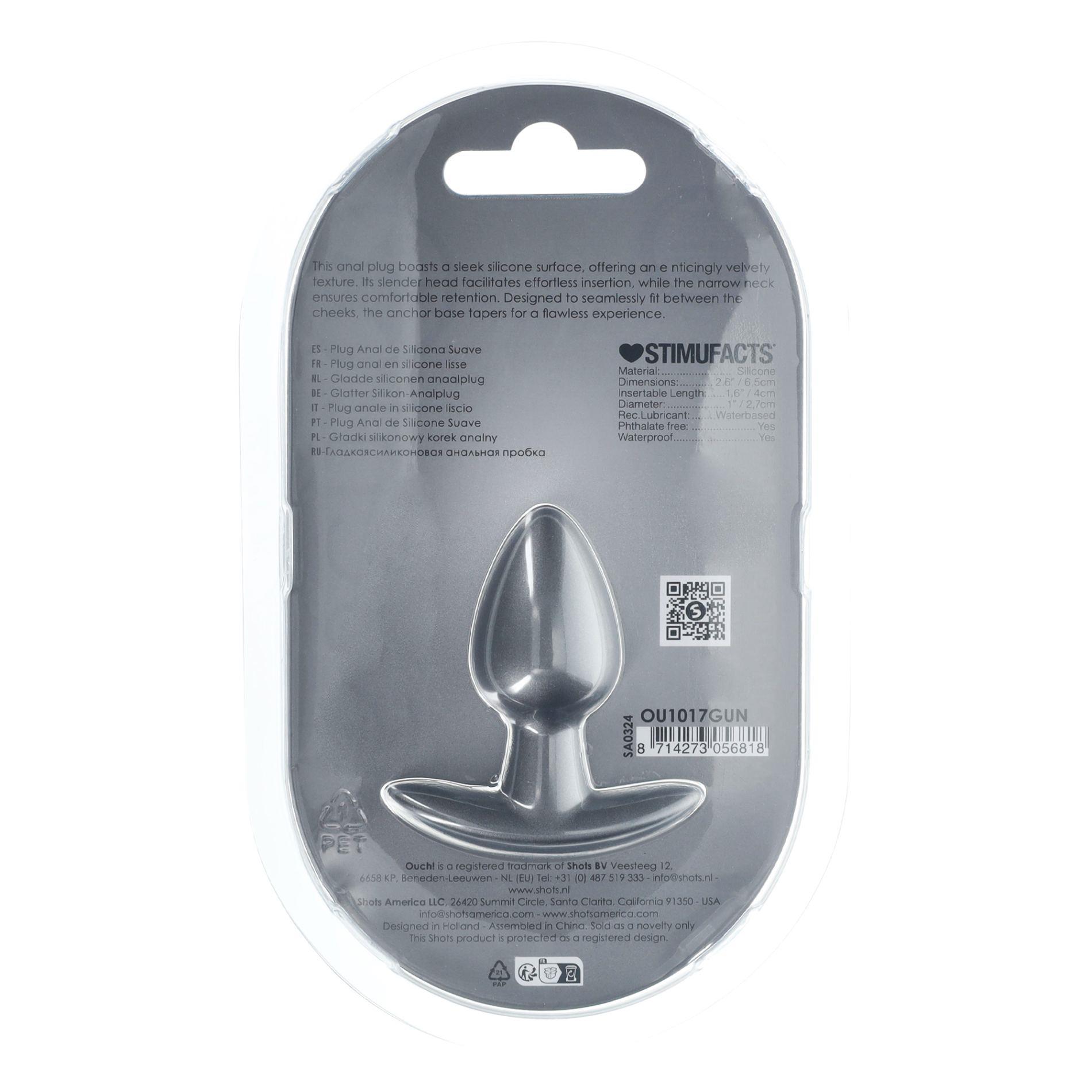 Smooth Silicone Anal Plug - Small - 2.6 / 6,5 Cm - Gunmetal