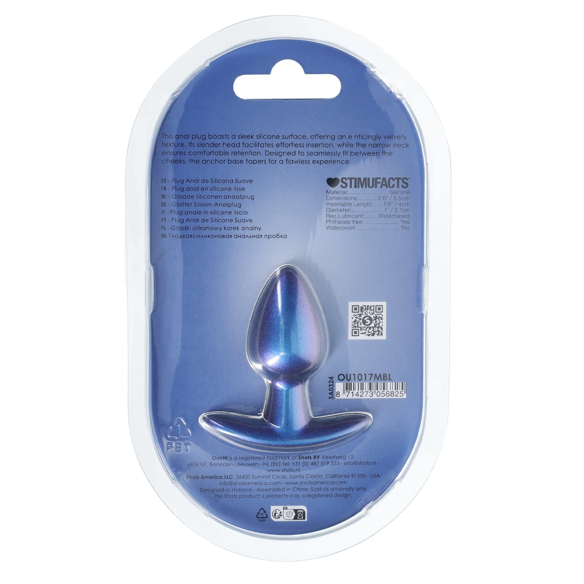 Smooth Silicone Anal Plug - Small - 2.6 / 6,5 Cm - Metallic Blue