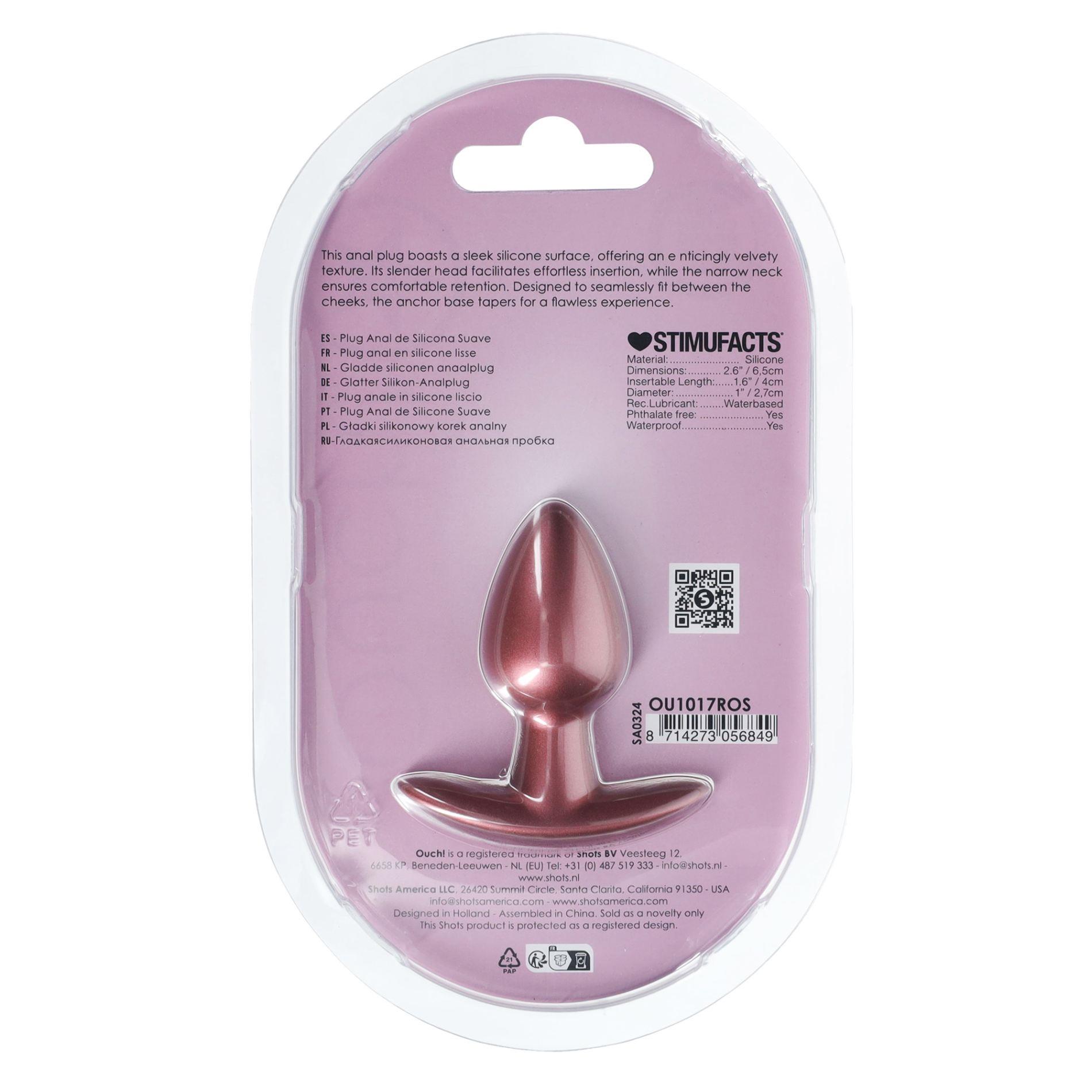 Smooth Silicone Anal Plug - Small - 2.6 / 6,5 Cm - Rose Gold