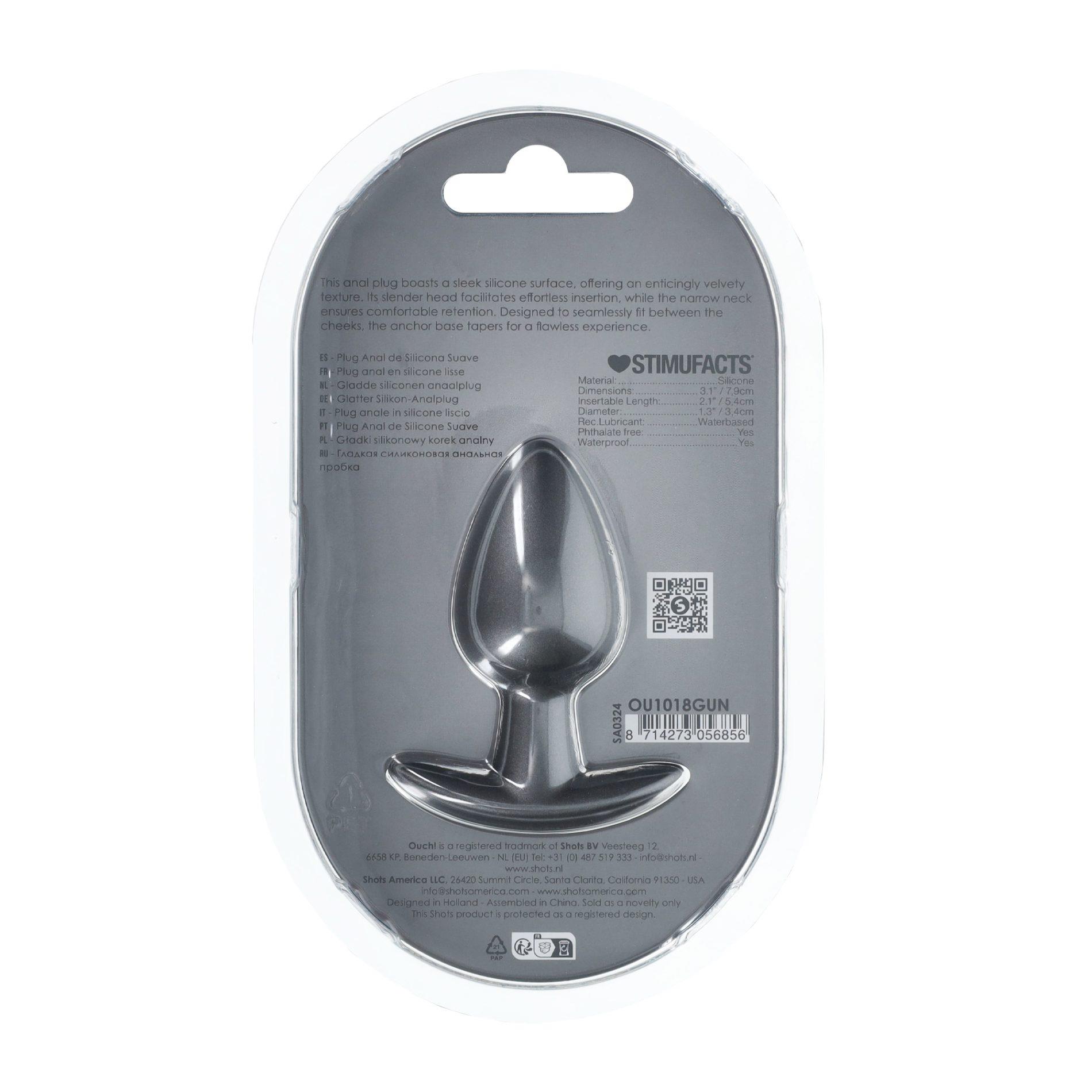 Smooth Silicone Anal Plug - Medium - 3.1 / 7,9 Cm - Gunmetal