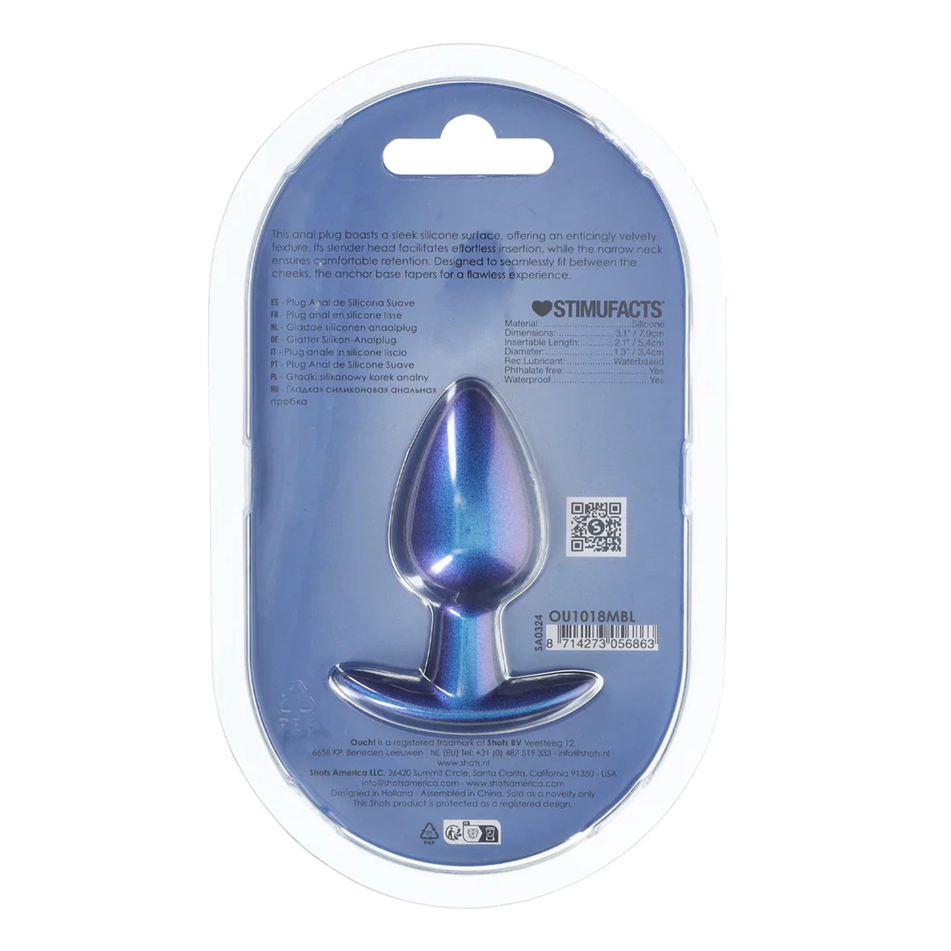 Smooth Silicone Anal Plug - Medium - 3.1 / 7,9 Cm - Metallic Blue