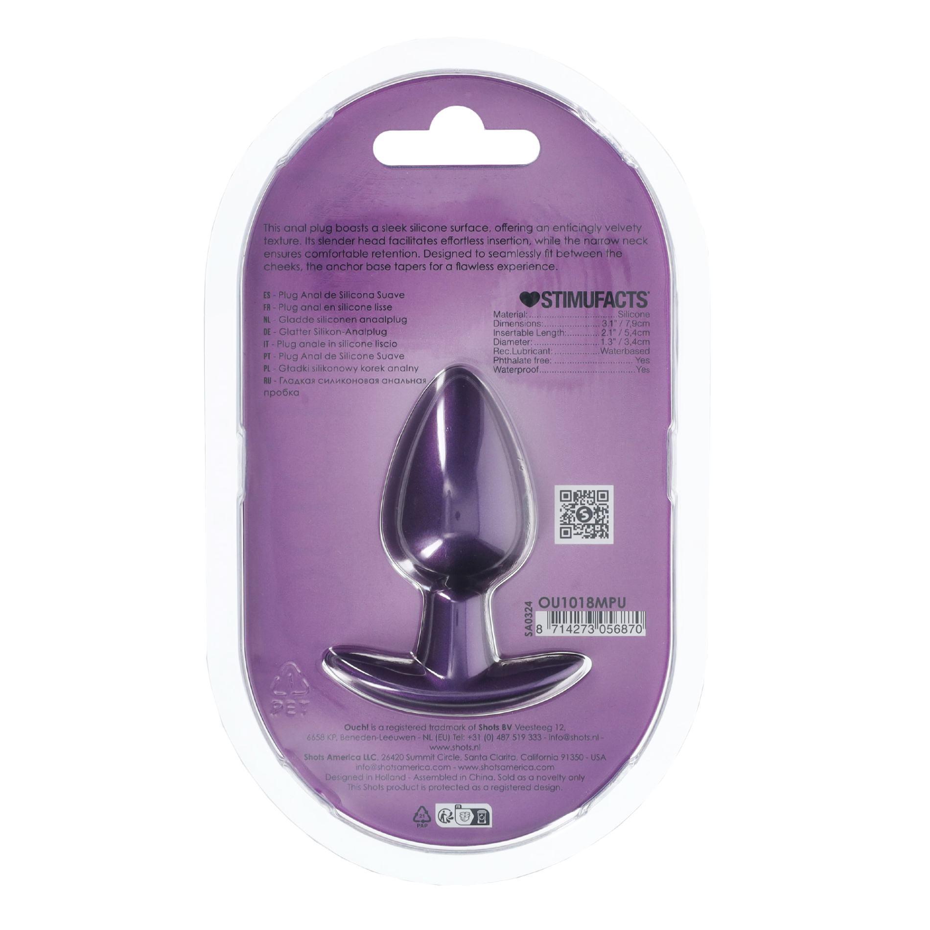 Smooth Silicone Anal Plug - Medium - 3.1 / 7,9 Cm - Metallic Purple