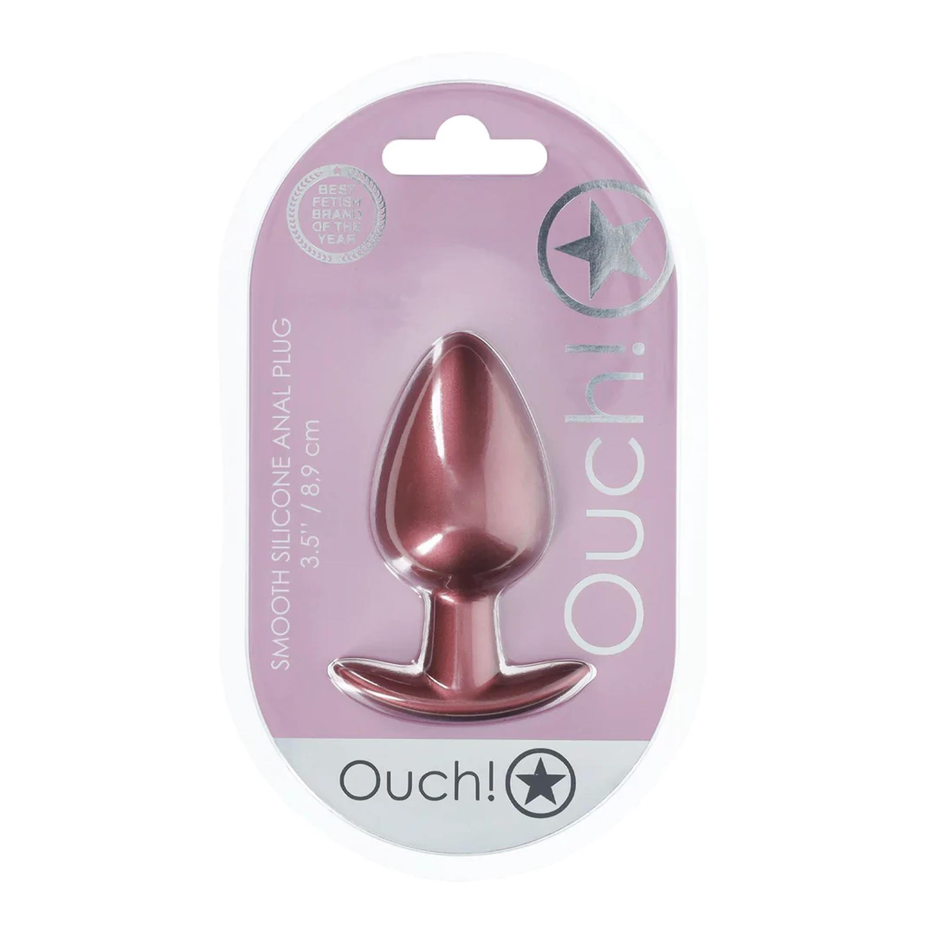 Smooth Silicone Anal Plug - Large - 3.5" / 8,9 Cm - Rose Gold