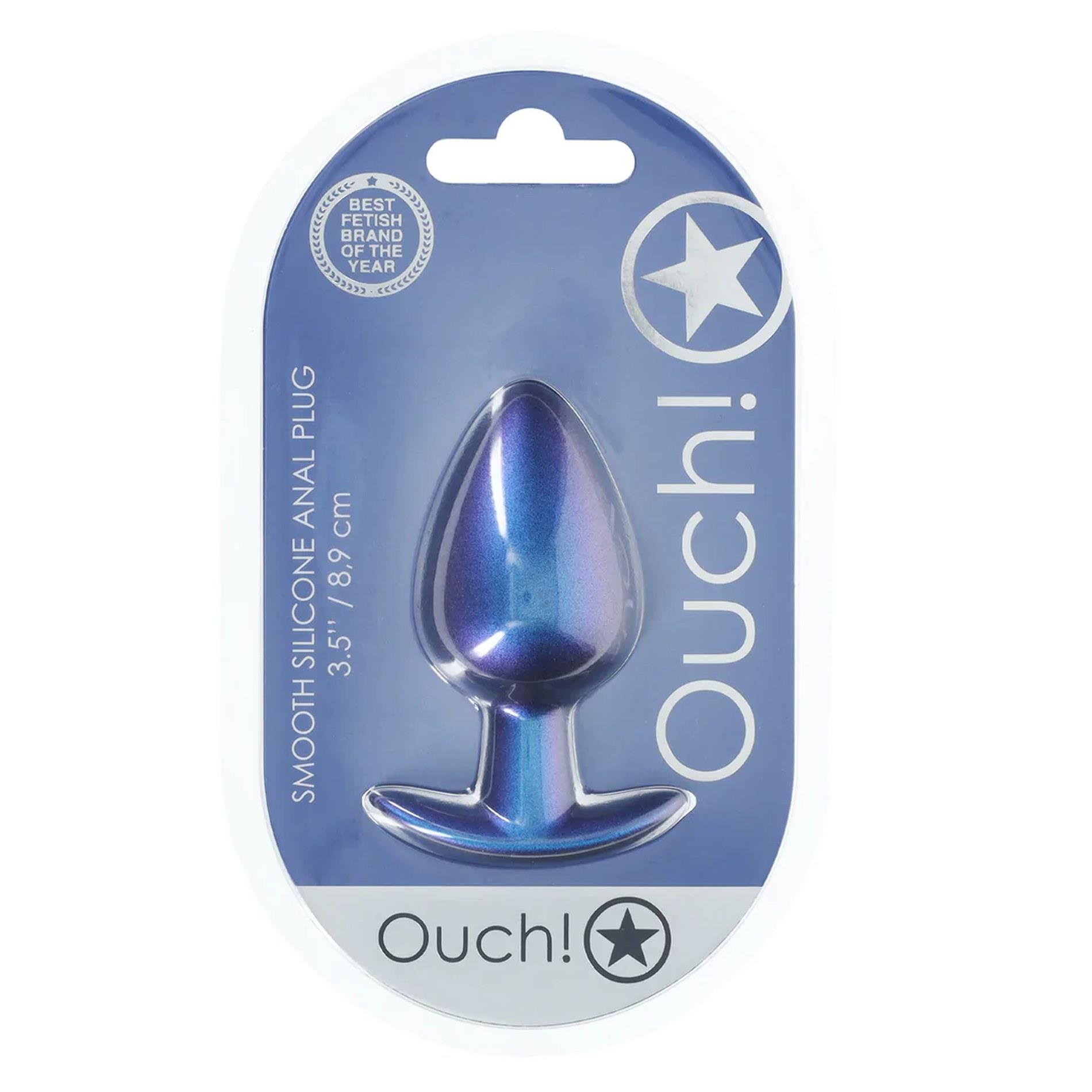 Smooth Silicone Anal Plug - Large - 3.5" / 8,9 Cm - Metallic Blue