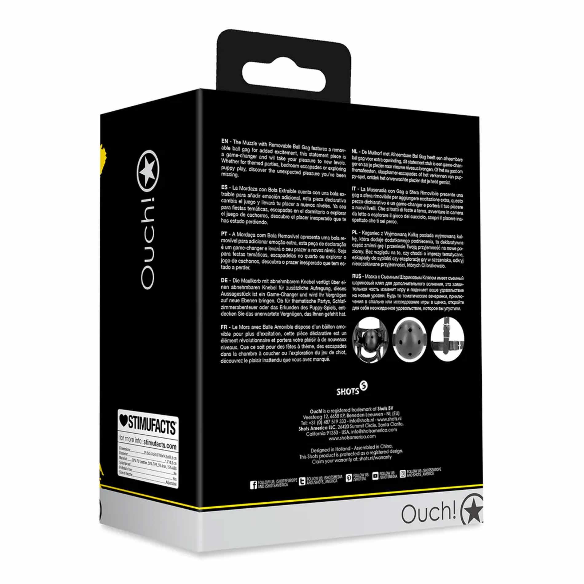 Muzzle With Removable Ball Gag - Black