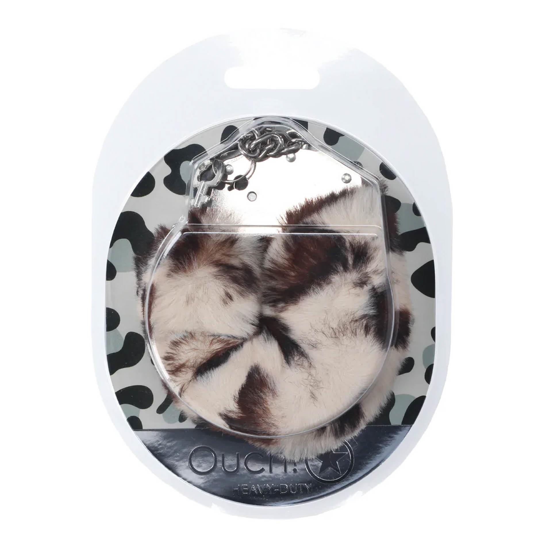 Heavy-Duty Fluffy Handcuffs - Snow Leopard
