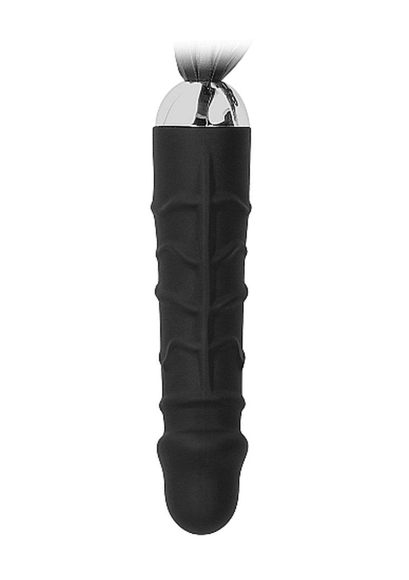 Black Whip With Realistic Silicone Dildo - Black