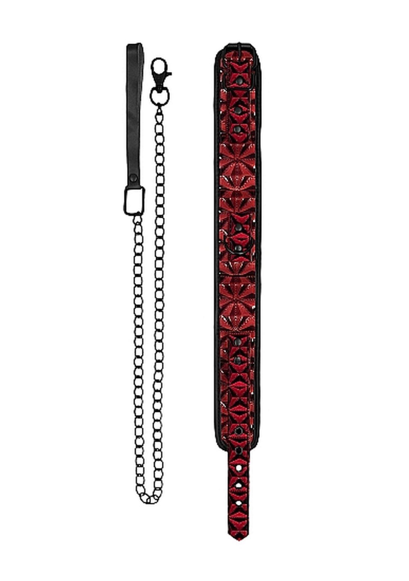 Luxury Collar With Leash - Burgundy