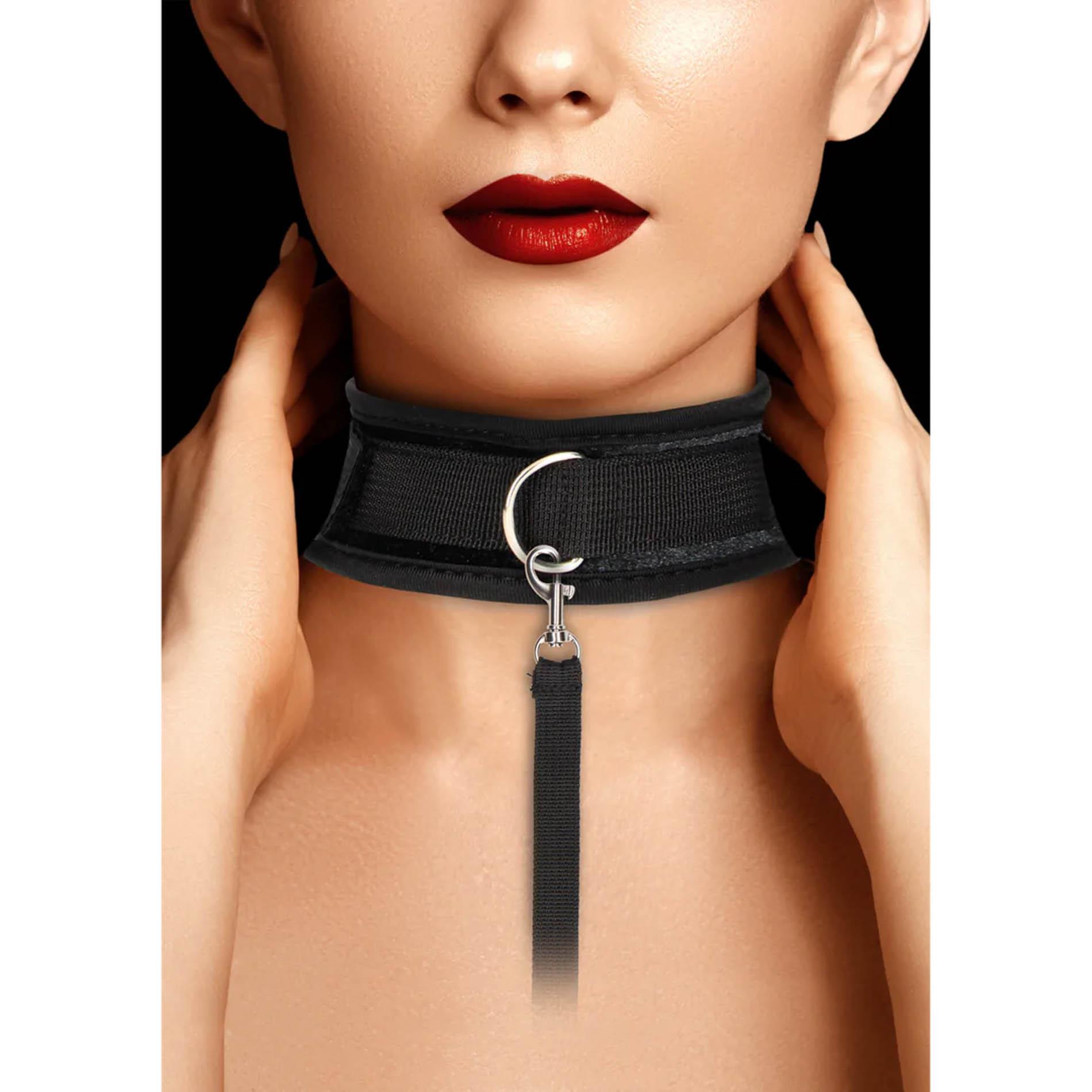 Velvet Adjustable Collar With Leash