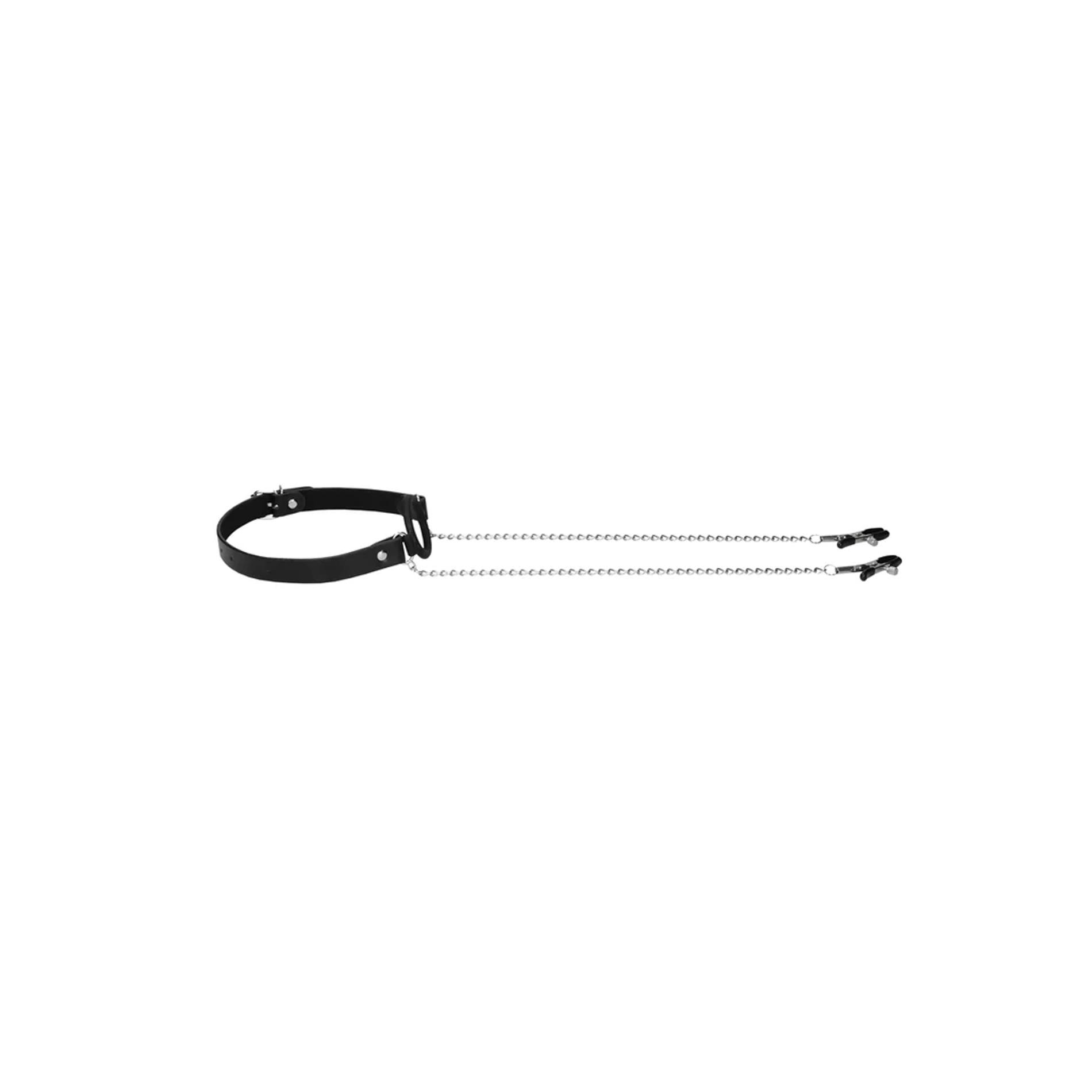 O-Ring Ball Gag With Nipple Clamps