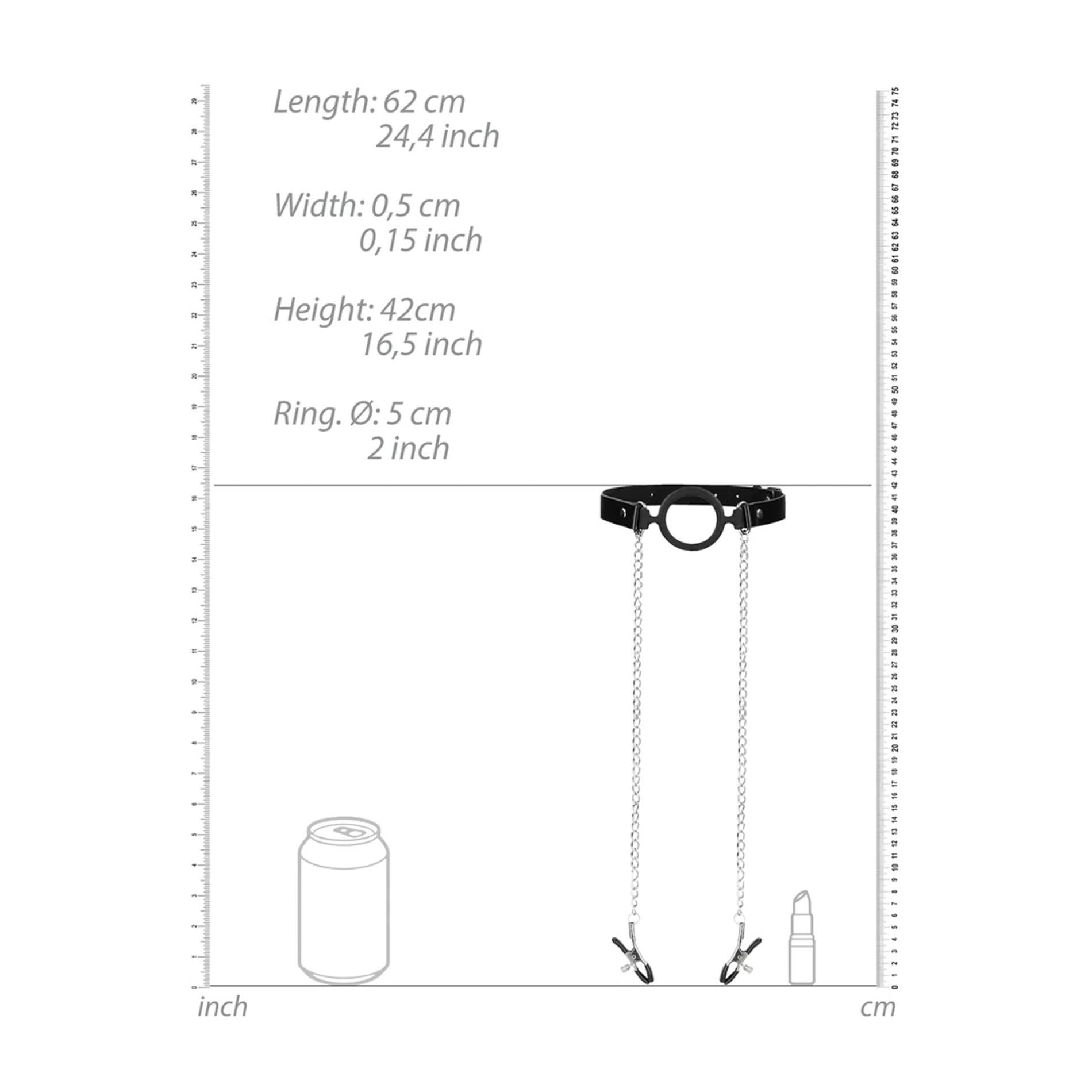 O-Ring Ball Gag With Nipple Clamps