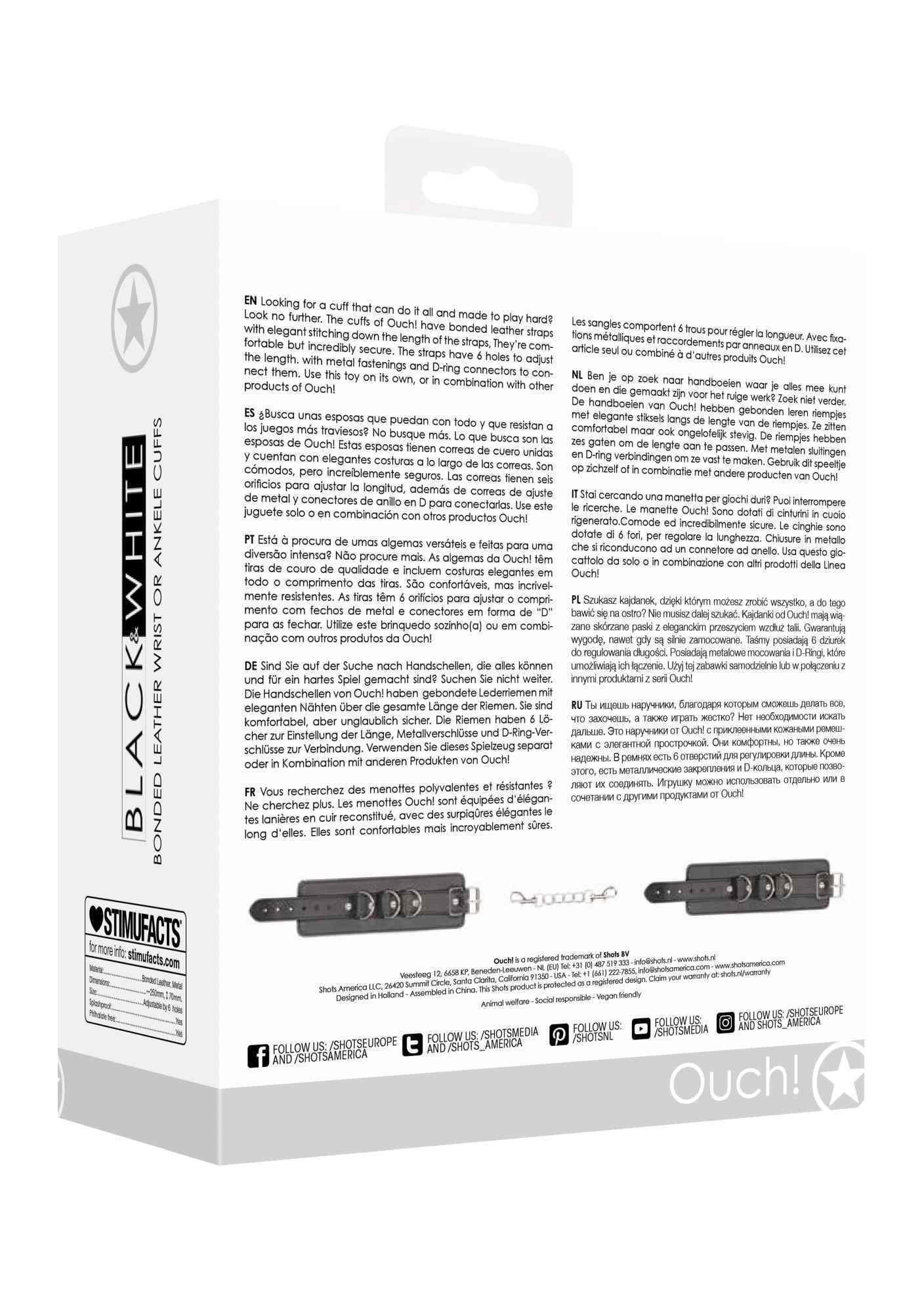 Bonded Leather Hand Or Ankle Cuffs - With Adjustable Straps