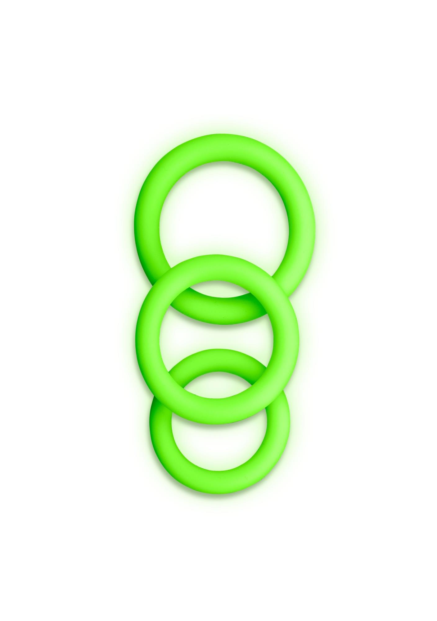 Zestaw piercieni erekcyjnych 3 pcs Cock Ring Set Glow in the Dark