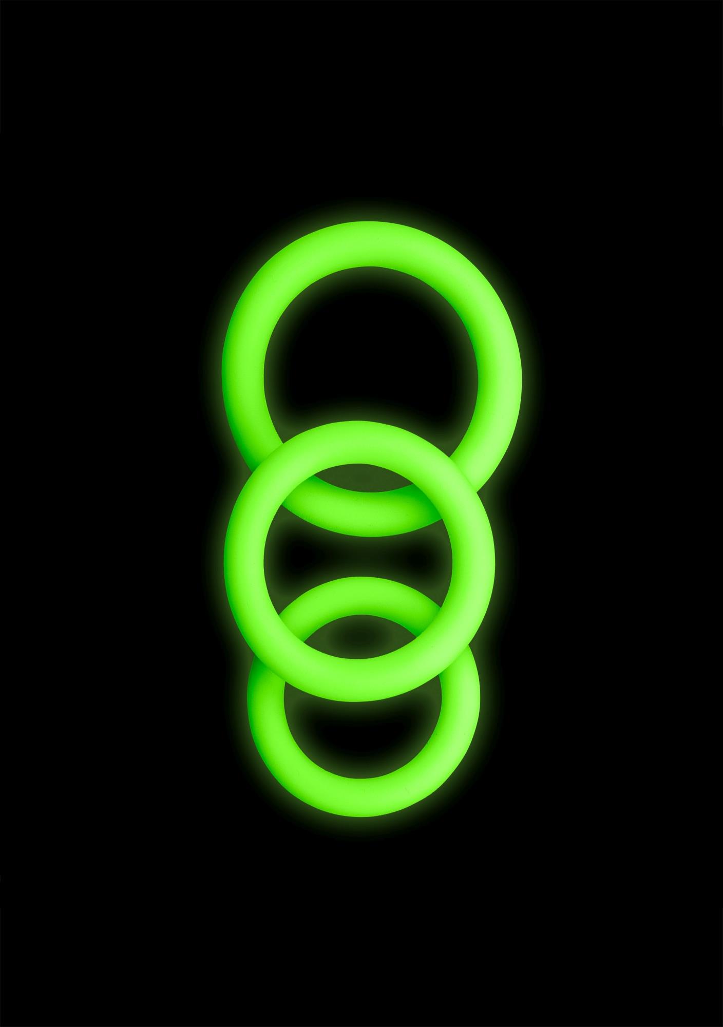 Zestaw piercieni erekcyjnych 3 pcs Cock Ring Set Glow in the Dark