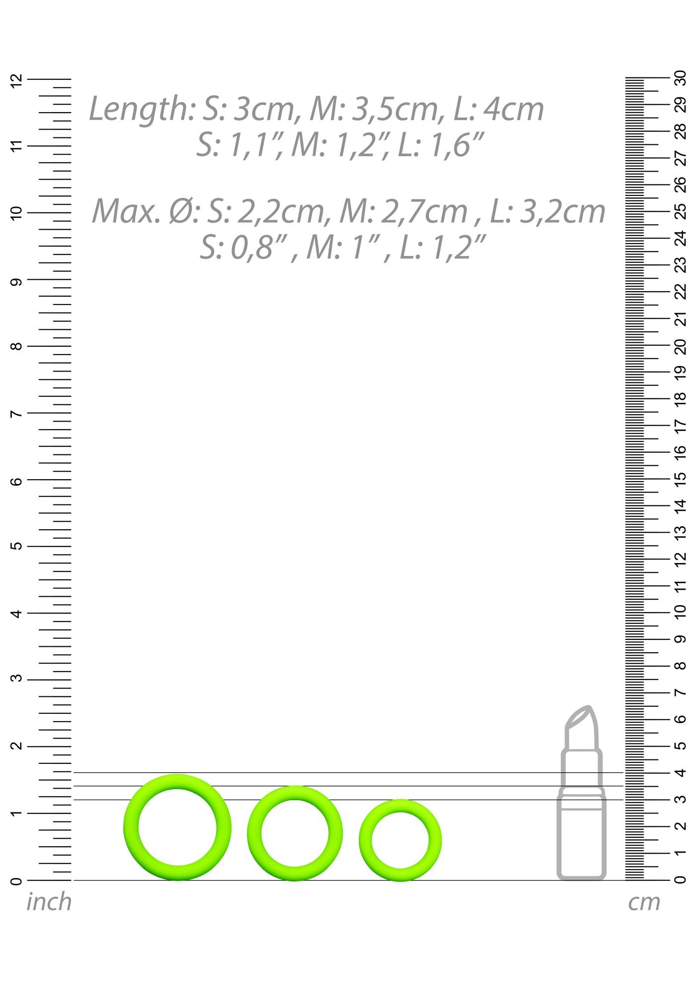 Zestaw piercieni erekcyjnych 3 pcs Cock Ring Set Glow in the Dark