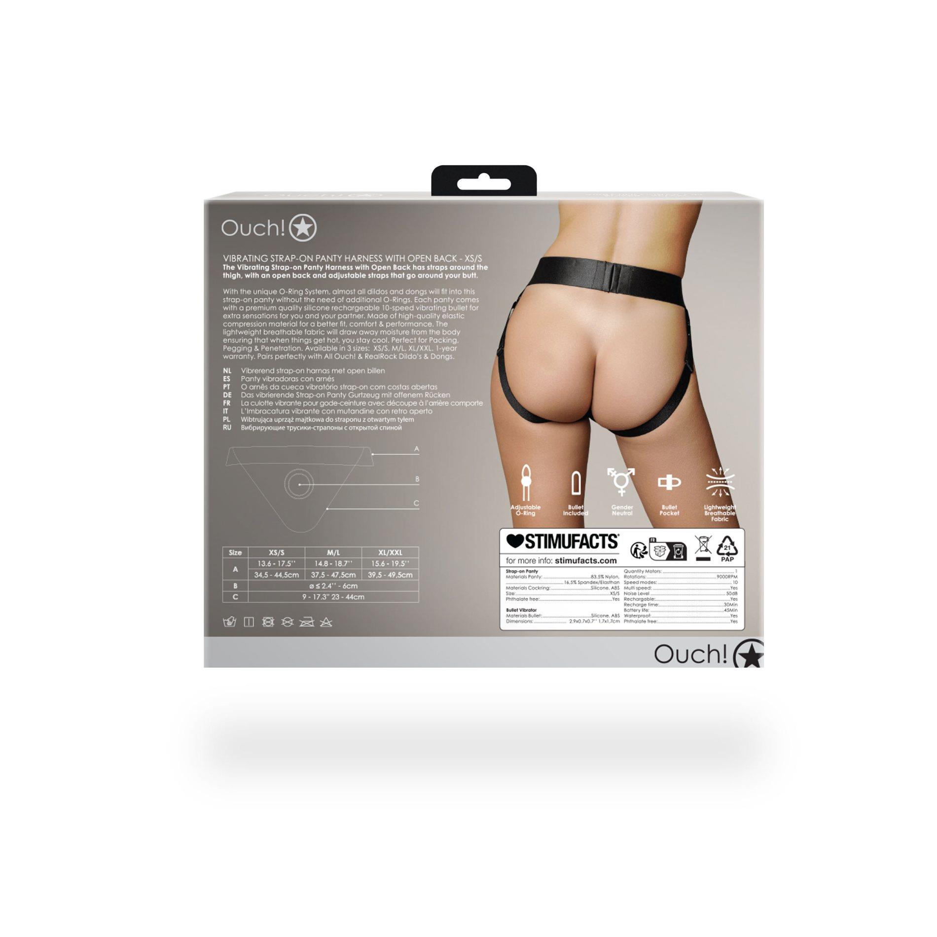 Vibrating Strap-On Panty Harness With Open Back - Xs/S