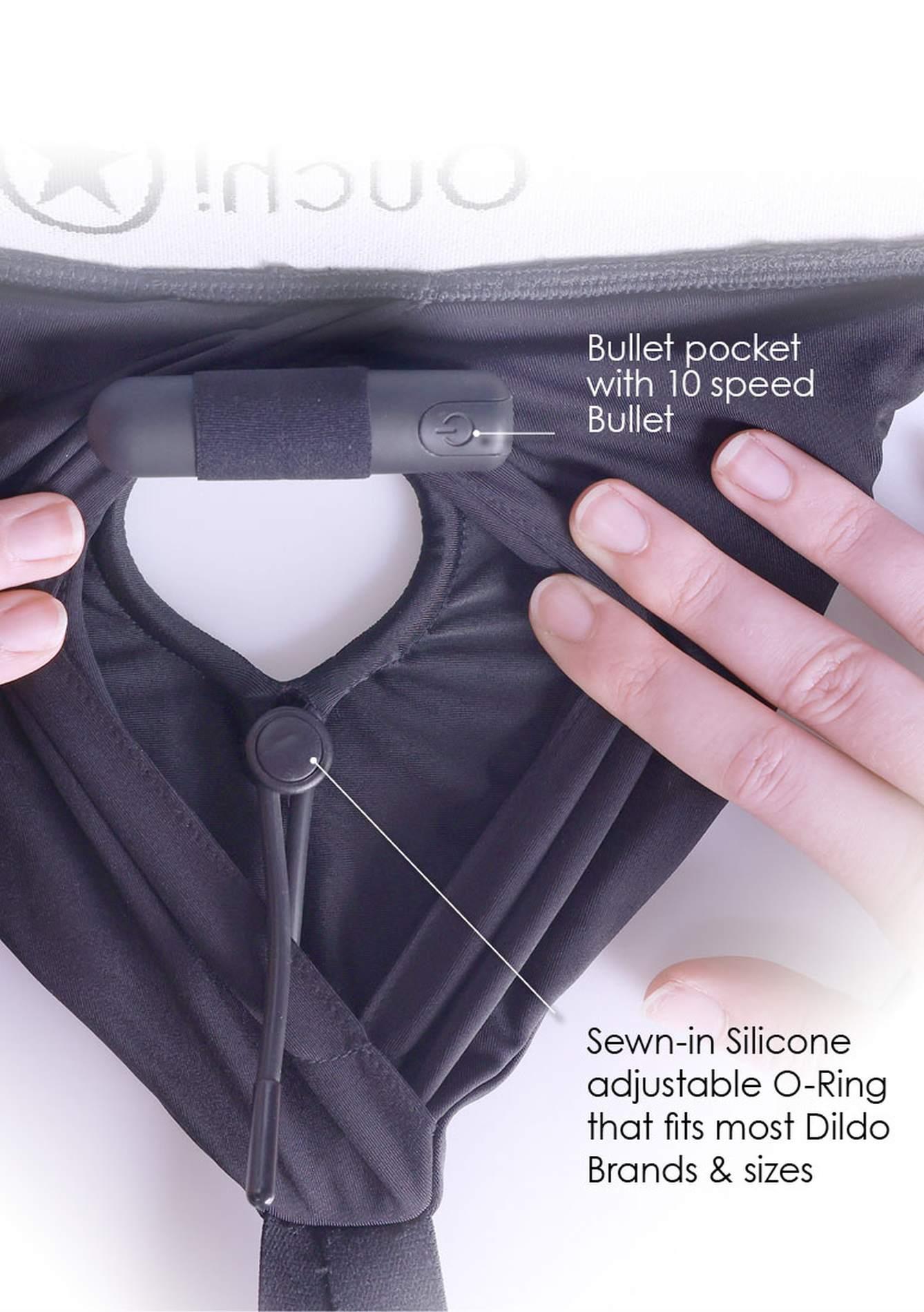 Vibrating Strap-On Panty Harness With Open Back - Xs/S