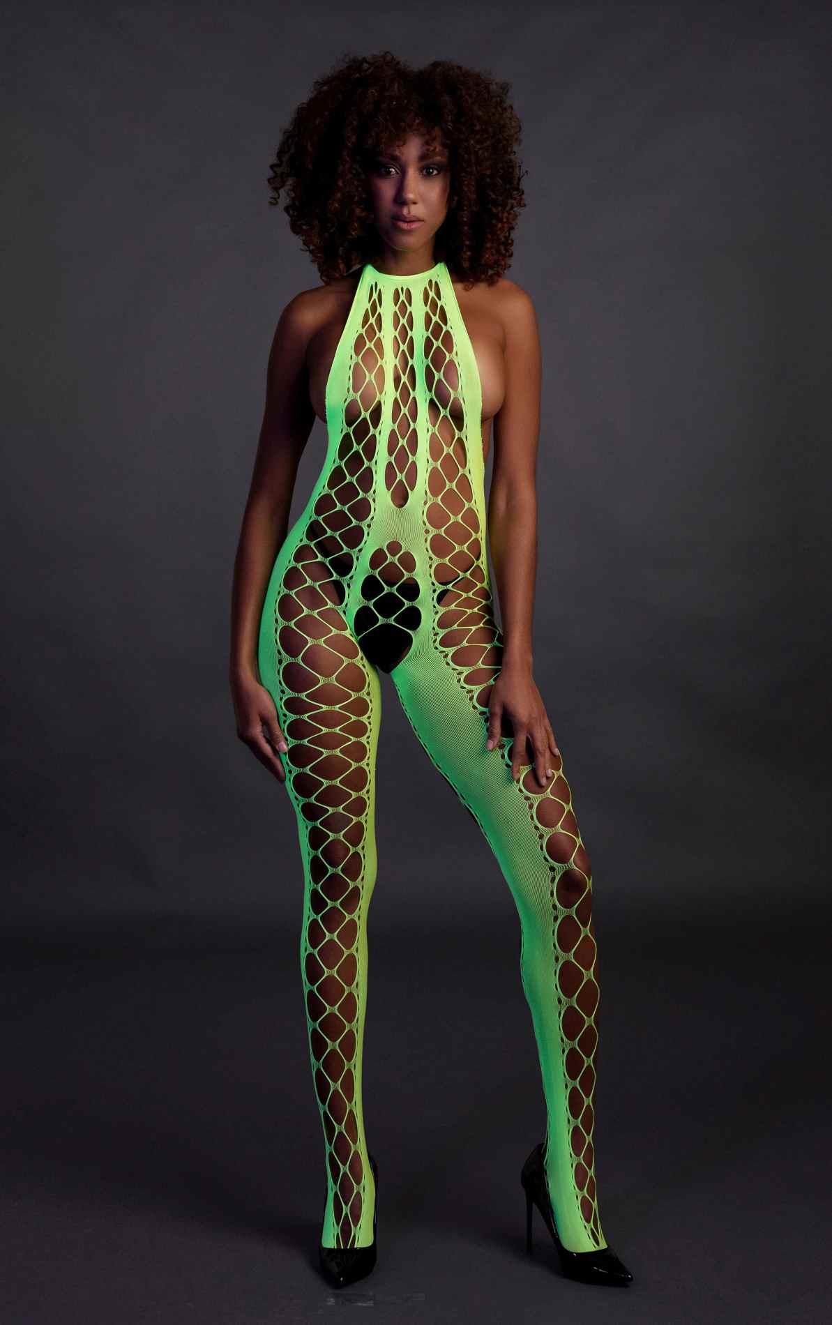 Bodystocking With Halterneck - Green - Xs/Xl