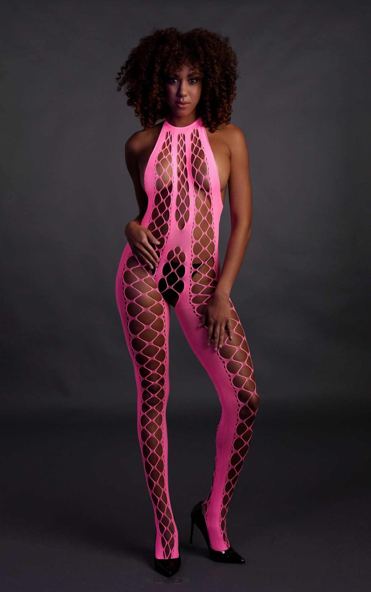 Bodystocking With Halterneck - Pink - Xs/Xl
