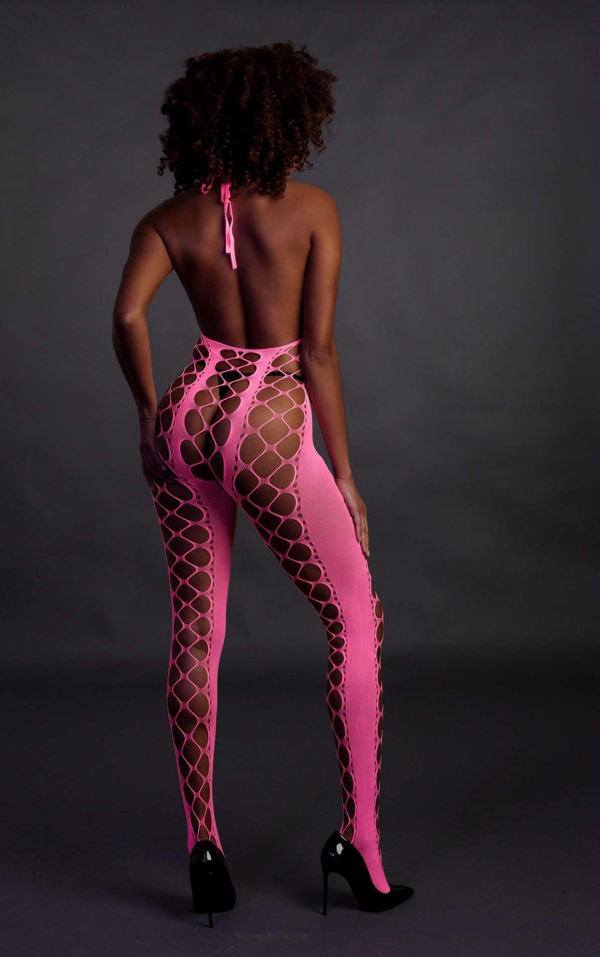 Bodystocking With Halterneck - Pink - Xs/Xl
