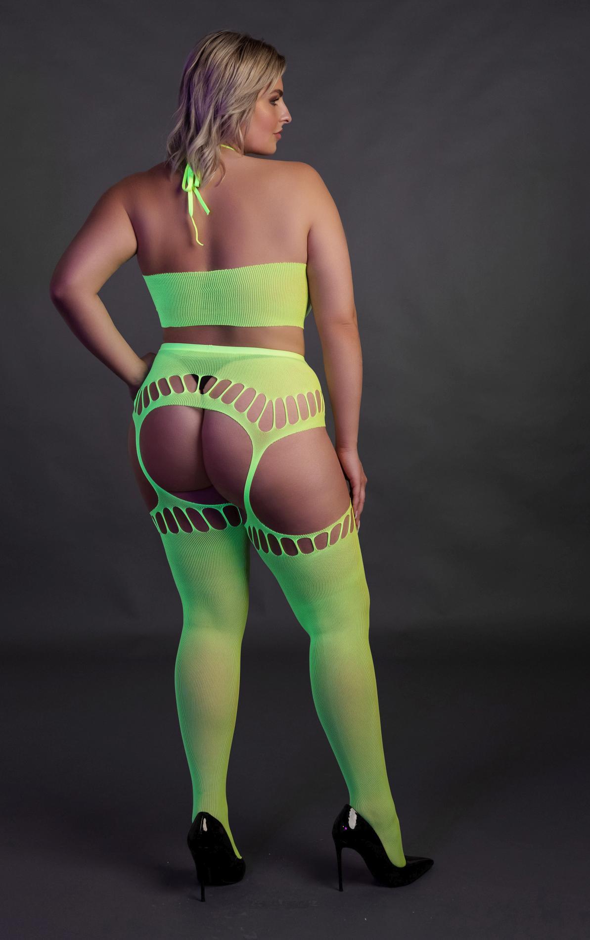 Two Piece With Crop Top And Stockings  Xl/Xxxxl