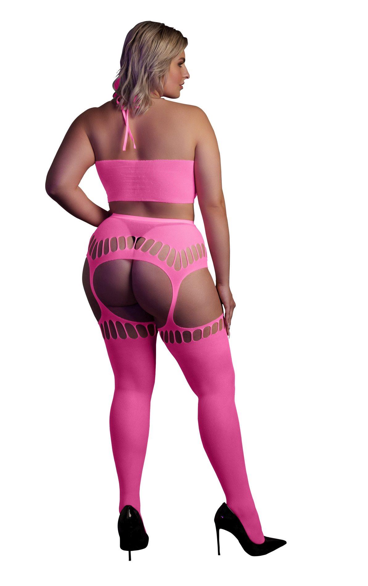 Two Piece With Crop Top And Stockings  Xl/Xxxxl