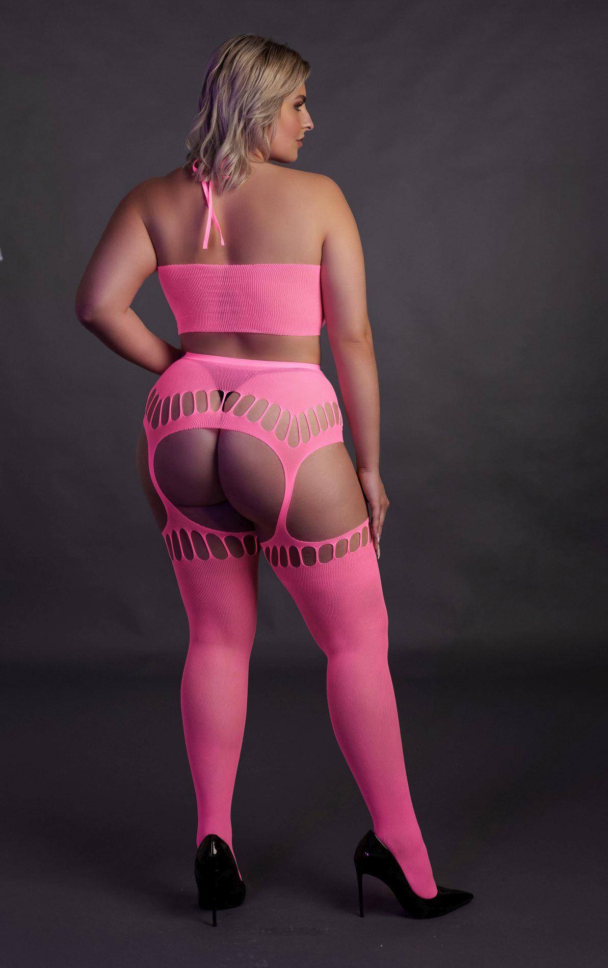 Two Piece With Crop Top And Stockings  Xl/Xxxxl