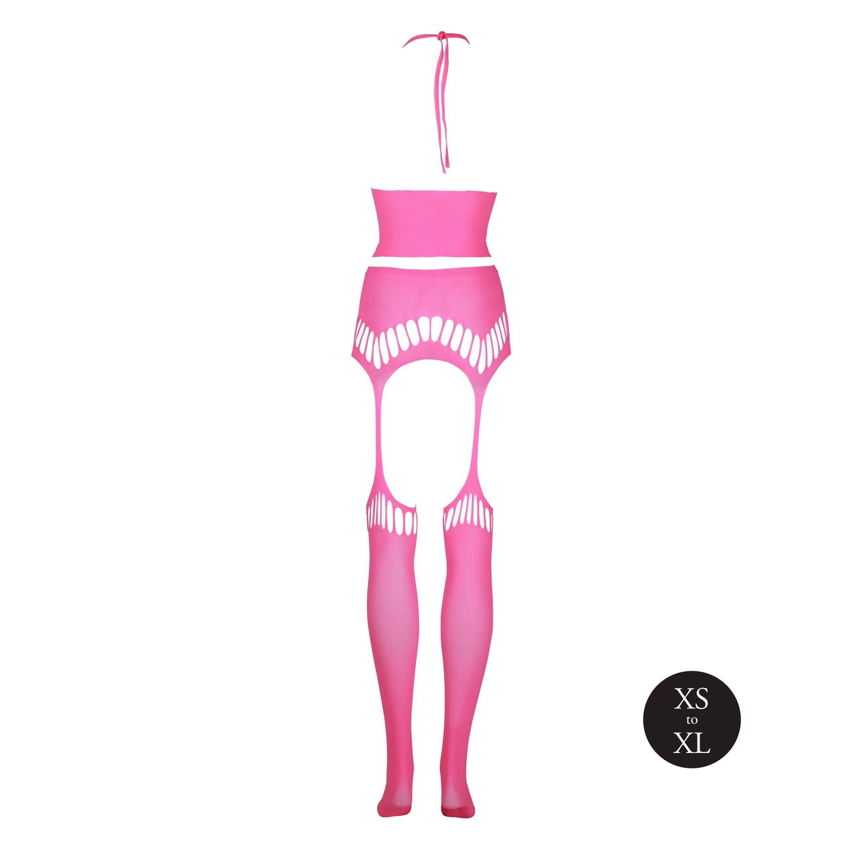 Two Piece With Crop Top And Stockings - Pink - Xs/Xl