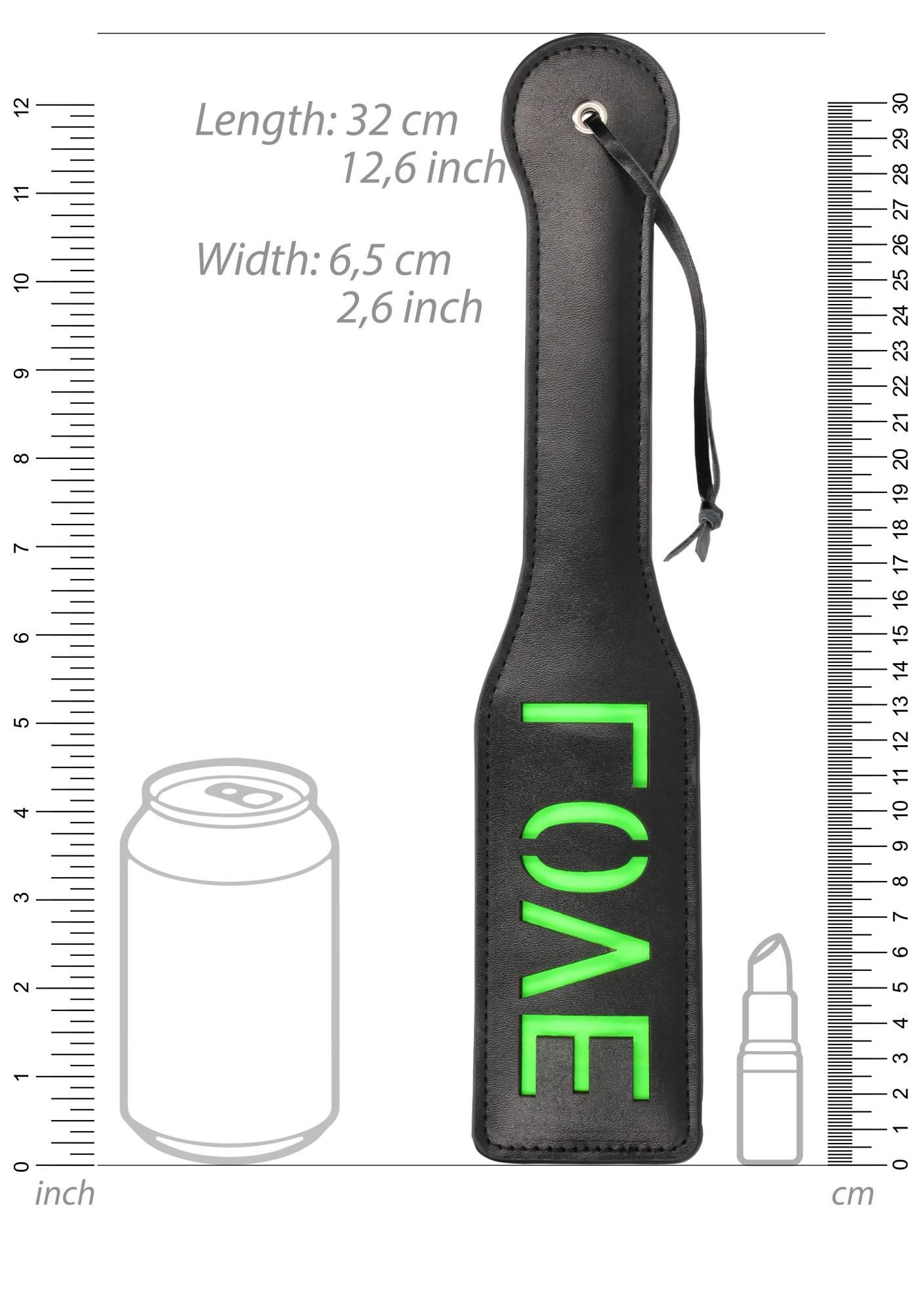 'Love'' Paddle - Glow In The Dark - Black/Neon Green