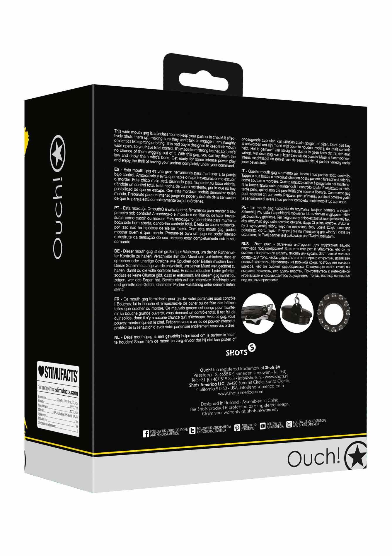 Open Mouth Gag With Plug Stopper - Black