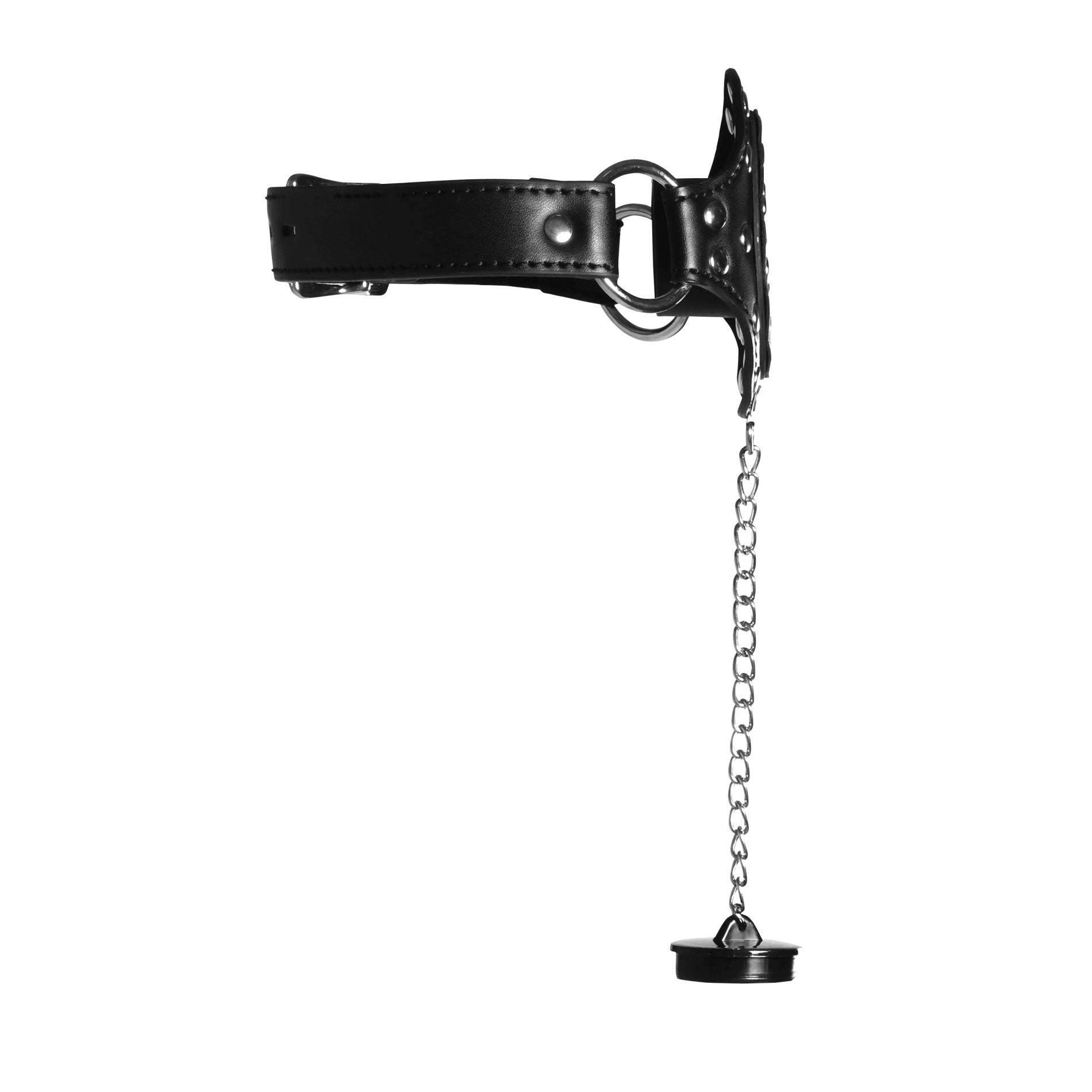 Open Mouth Gag With Plug Stopper - Black