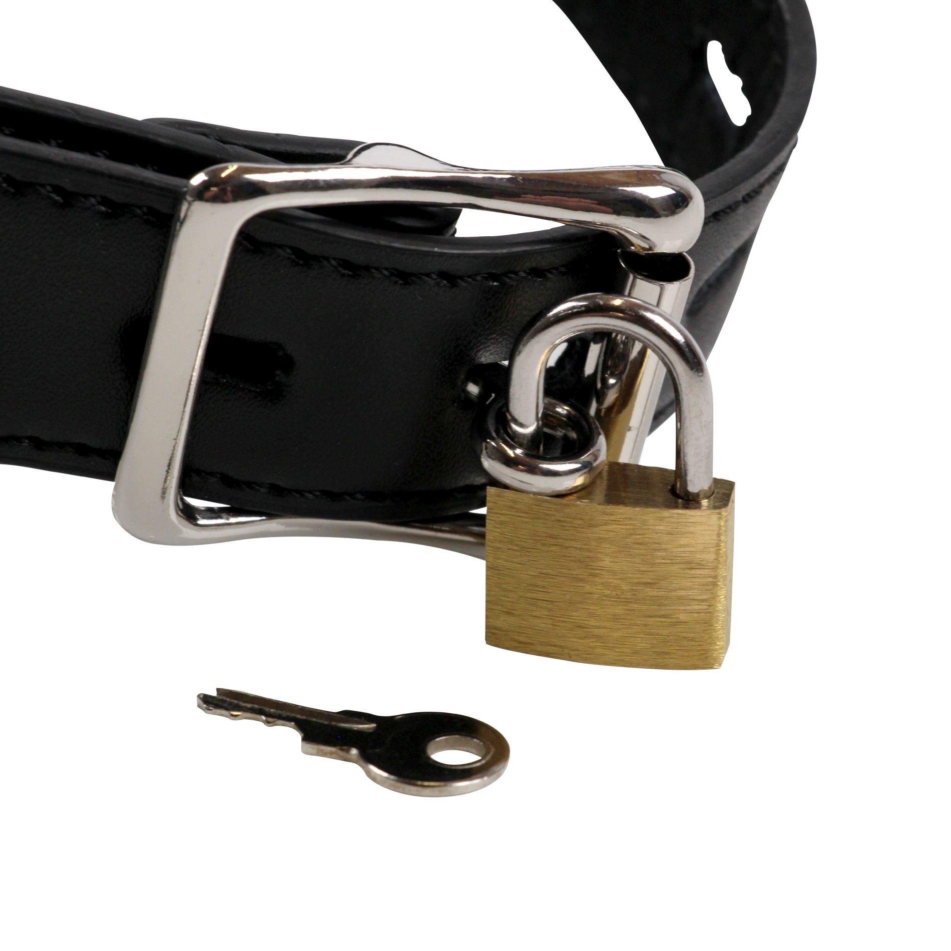 Open Mouth Gag Head Harness With Plug Stopper - Black