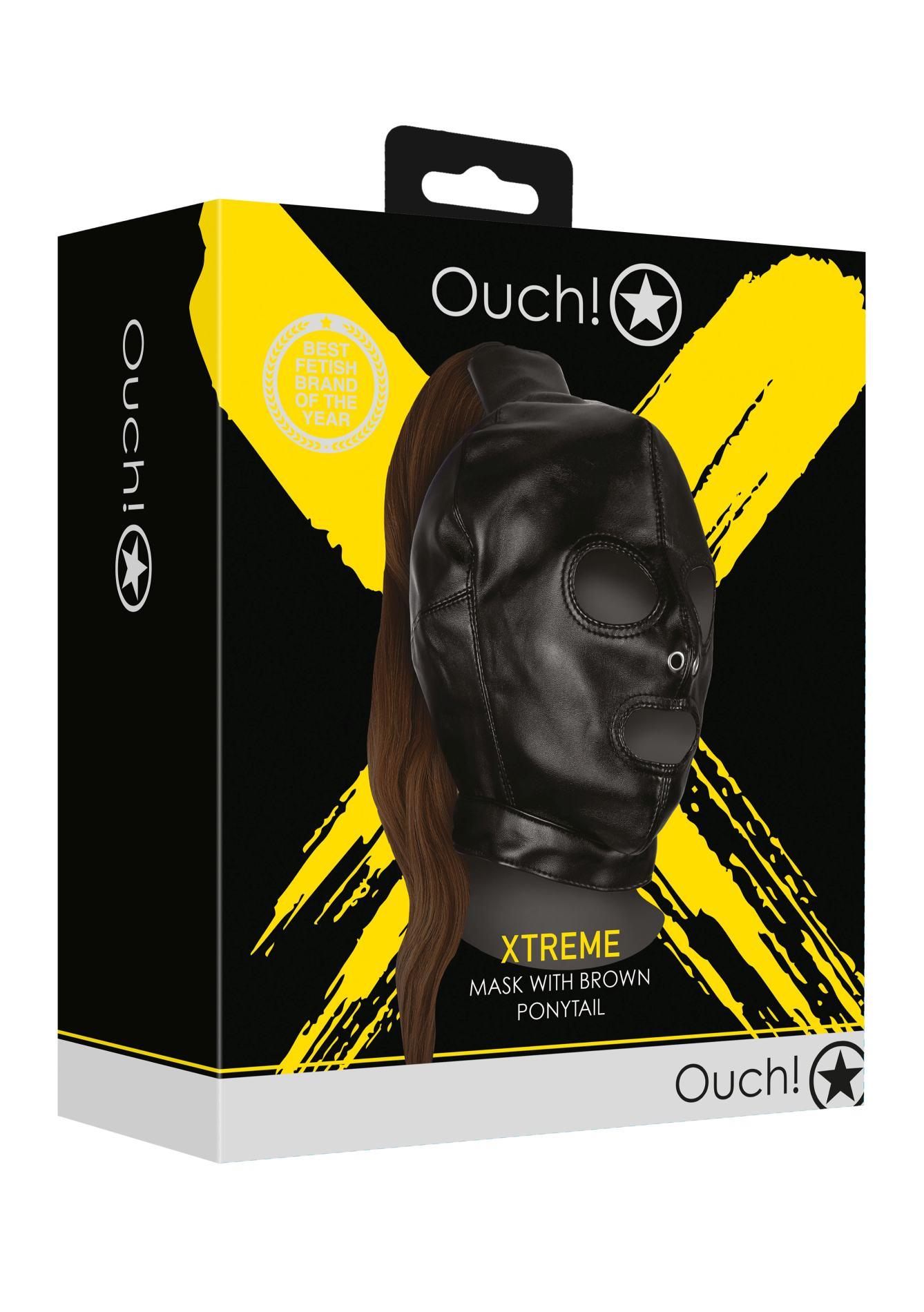 Mask With Brown Ponytail - Black